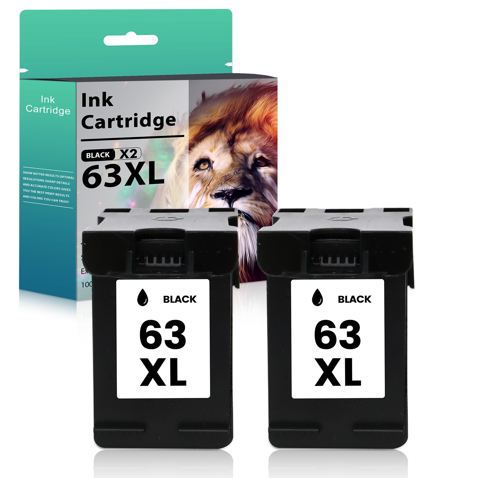 2PK 63XL Black Ink Cartridge For HP Envy 4520 4512 Officejet 3830 4650 4655 5258