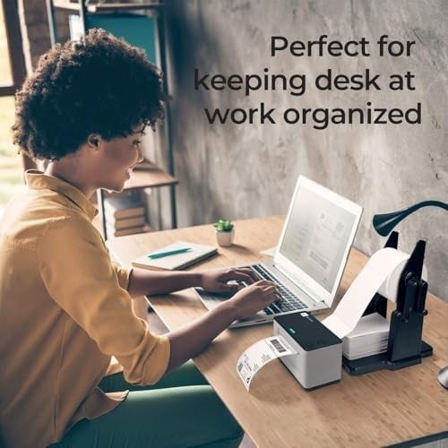 External Rolls Label Holder, 2 in 1 Fan-Fold Stack Paper Holder for Desktop T…