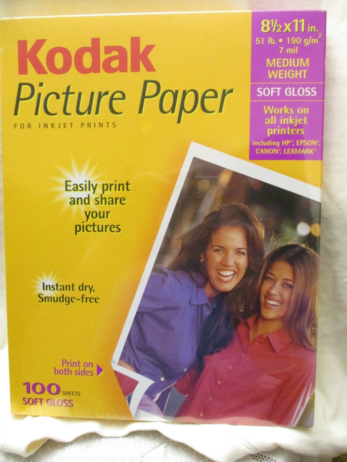 KODAK PICTURE PAPER 100 SHEETS 8-1/2″ x 11″ 7 mil SOFT GLOSS FOR INKJET PRINTS