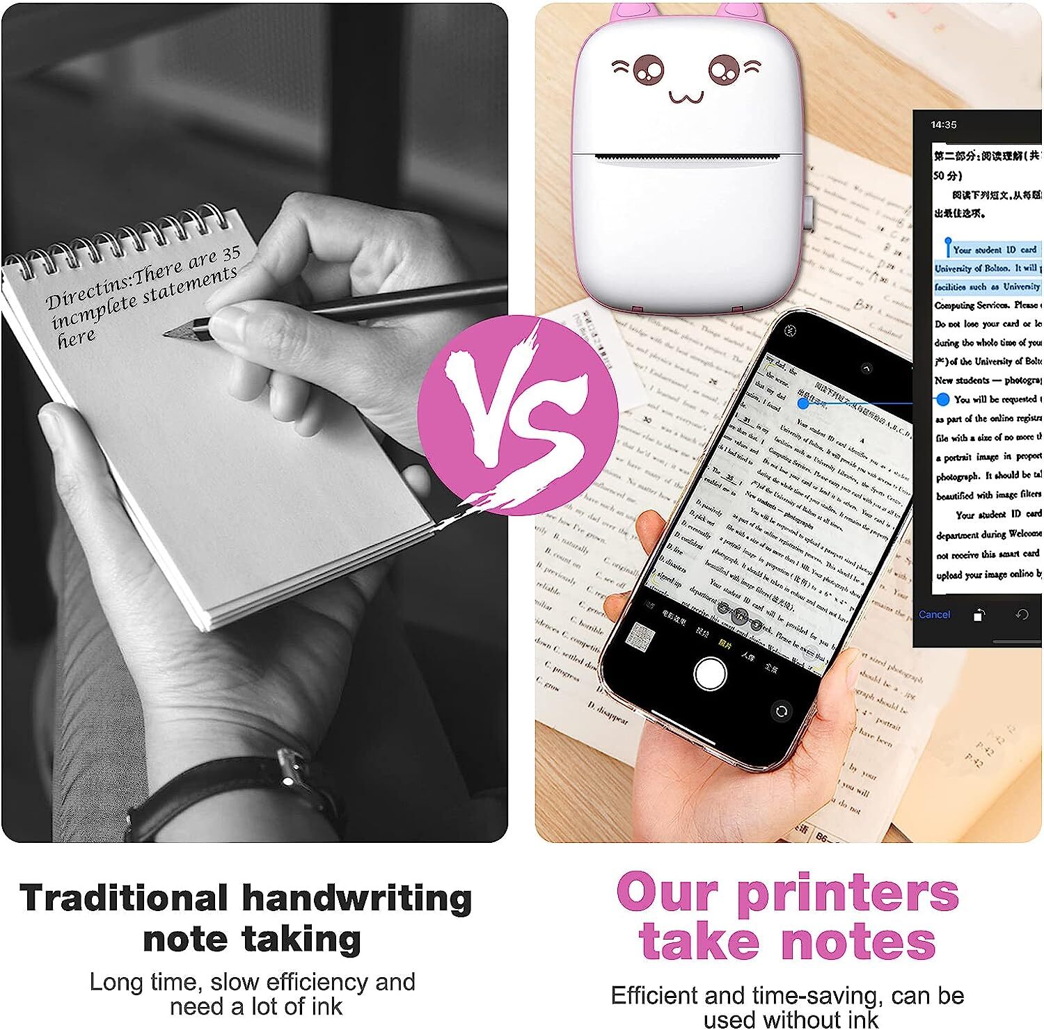 Portable Mini Thermal Printer Pocket Photo Printer Wireless Bluetooth Printing