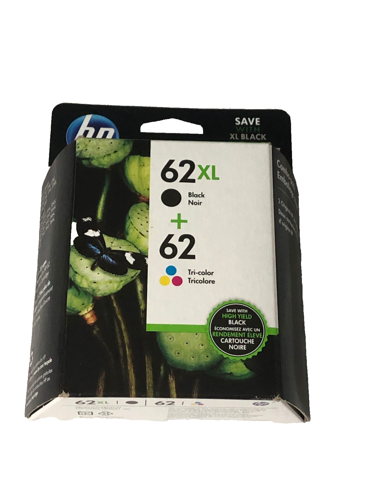HP 62XL + 62 Black High Yield and Tri-Color Combo Pack Cartriges Sealed Expired