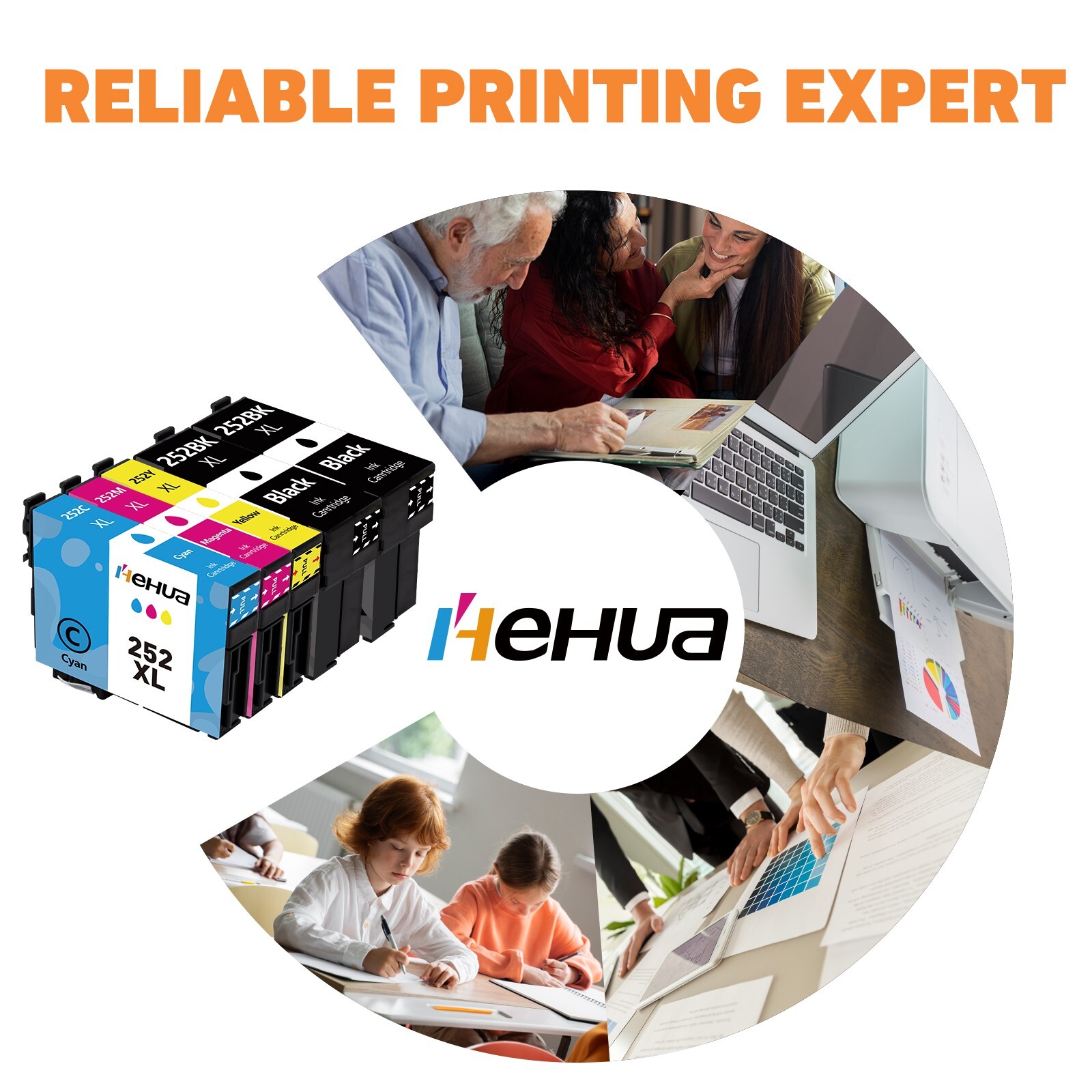 5PK T252XL 252XL 252 Ink Cartridges For Epson WorkForce WF-3620 WF-3640 Printer