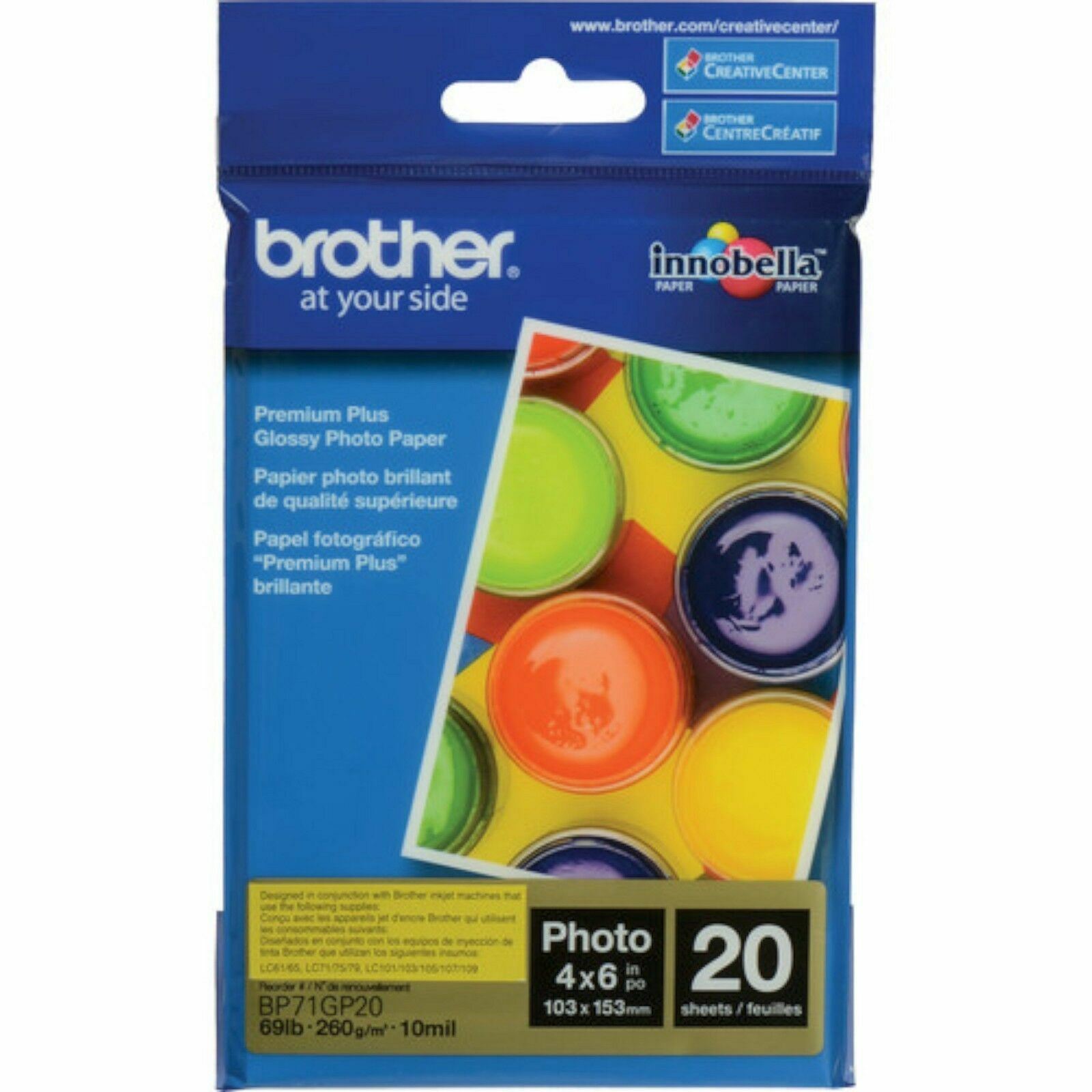 Brother BP71GP20 Innobella 4×6 Glossy Premium Plus Photo Paper 20 Sheets