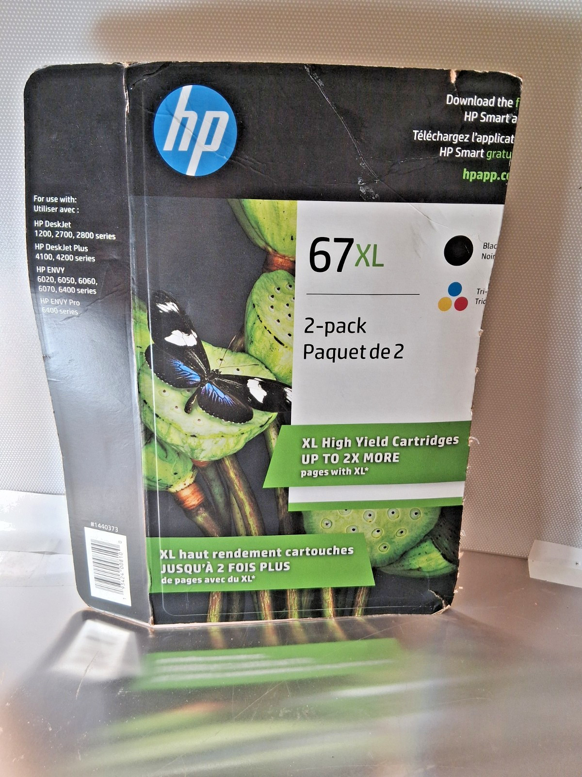 Genuine HP 67XL High Yield Ink Cartridges, Black/Tri-color ,2-Pack