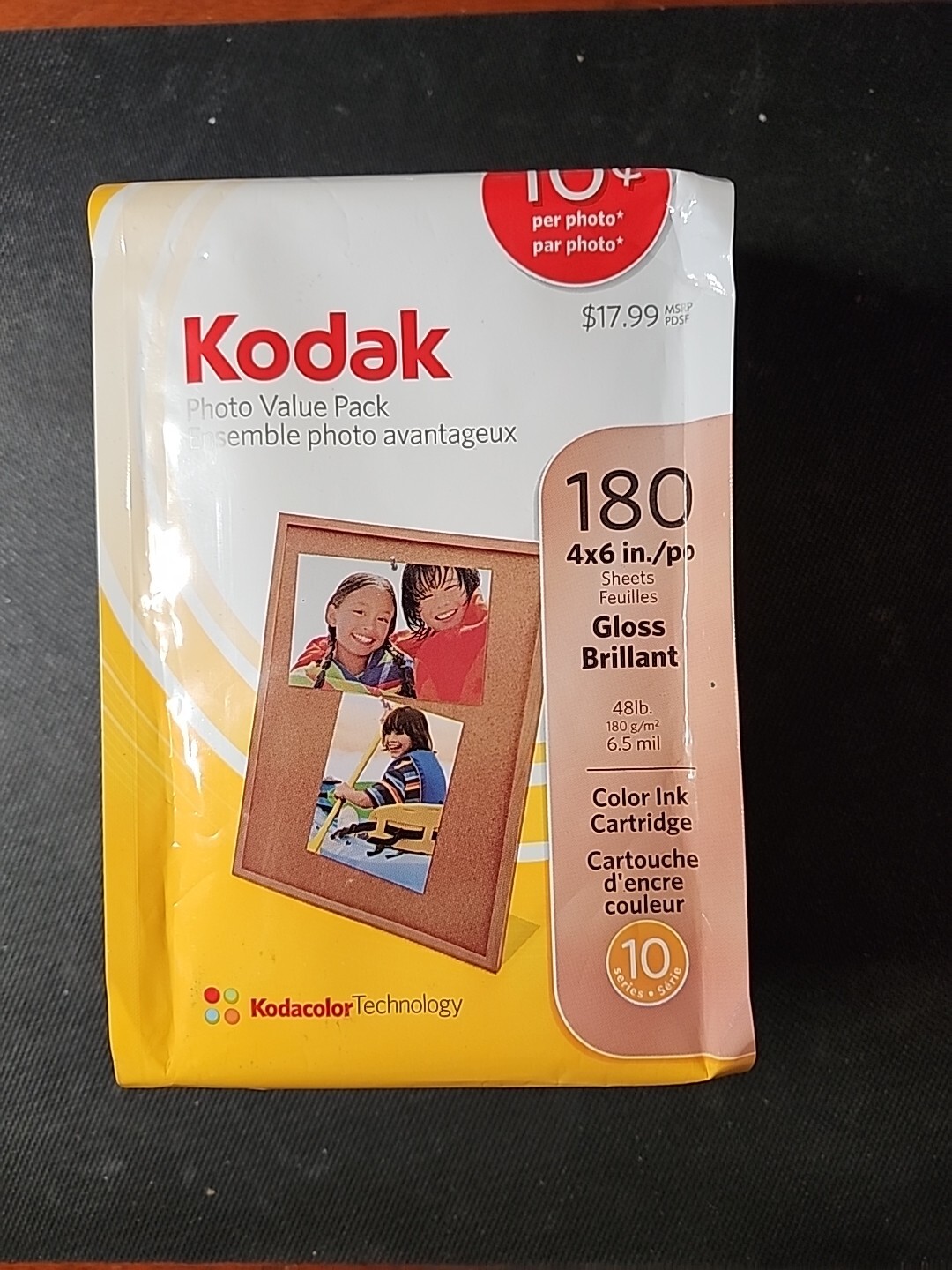Kodak Photo Value Pack 180 4 x 6 Gloss Brilliant Sheets Color Cartridge 8278574