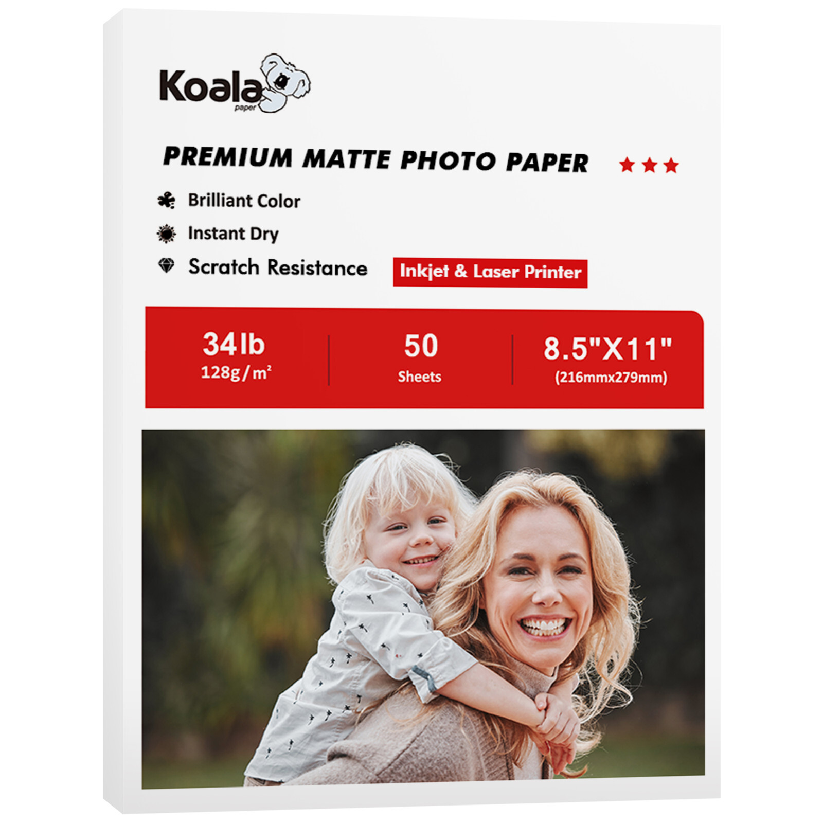 Koala Matte Photo Paper 8.5×11 for Inkjet & Laser Printer EPSON HP Thin 34lb