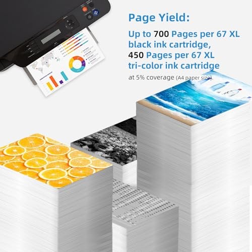 2-Pack 67XL Black Ink Cartridges for HP DeskJet Envy Printers High Yield Reman