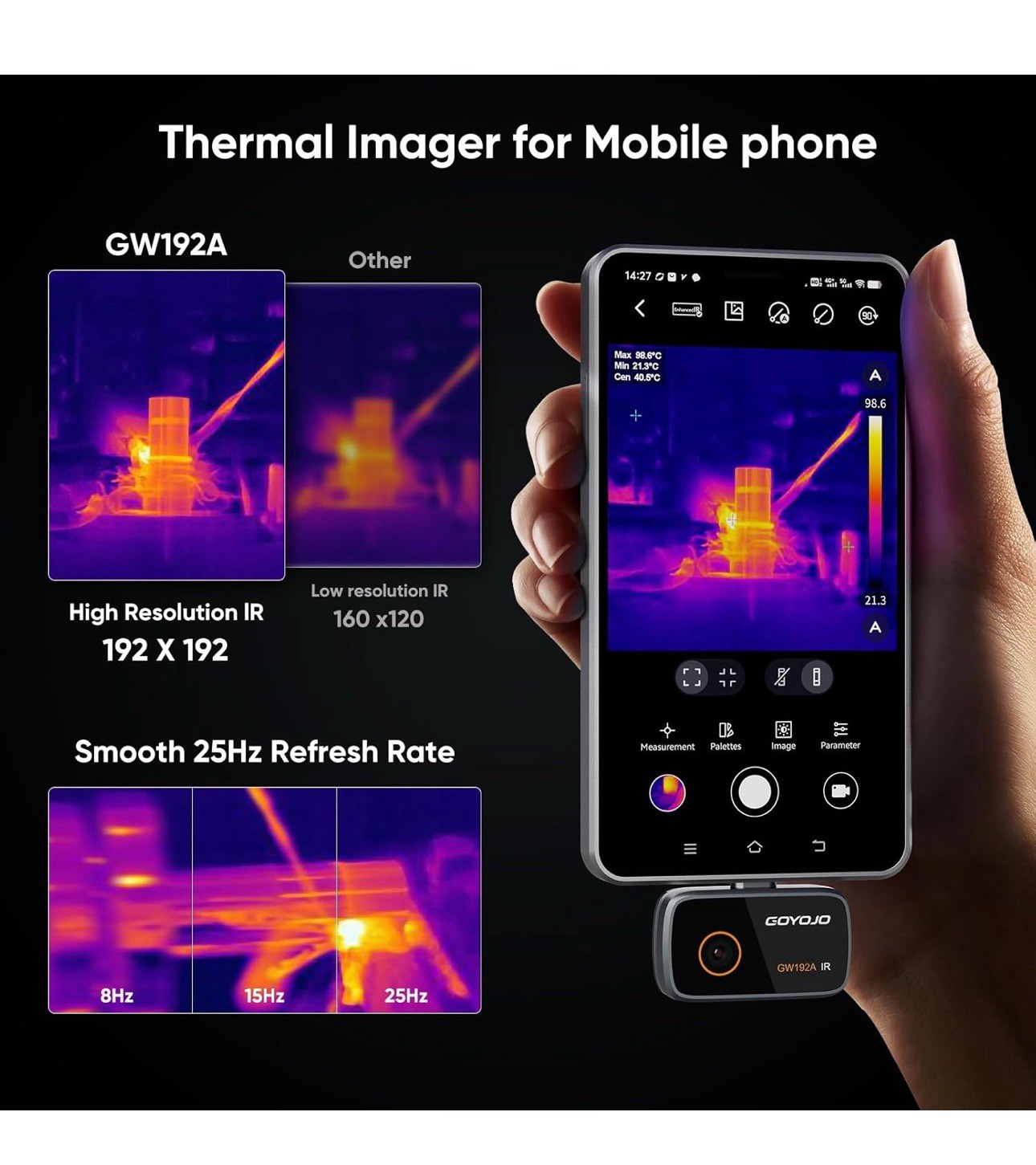 Thermal Imaging Camera for Android And Iphone 192×192 IR Resolution, USB-C