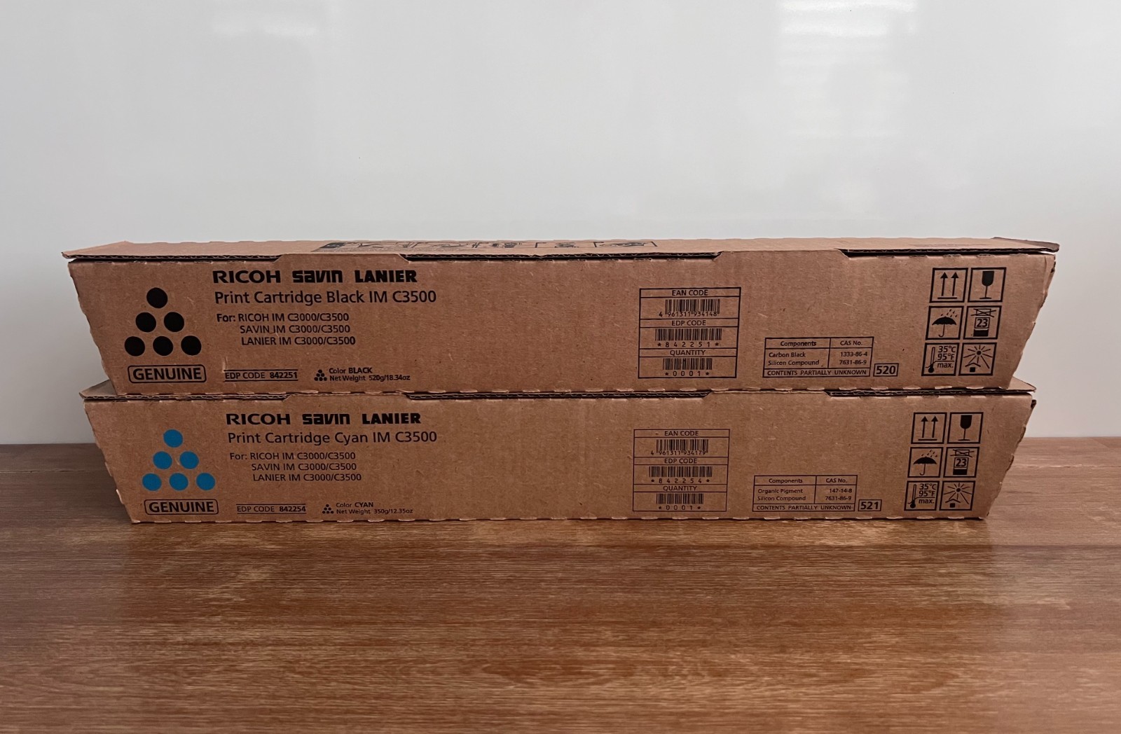Genuine New Set of Ricoh IM C3500 toner with extra black and cyan (6 in total)