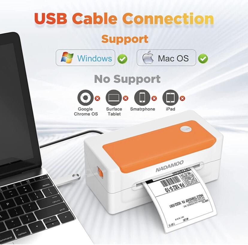 Nadamoo Label Printer 150mm/s 4×6 Desktop USB Thermal