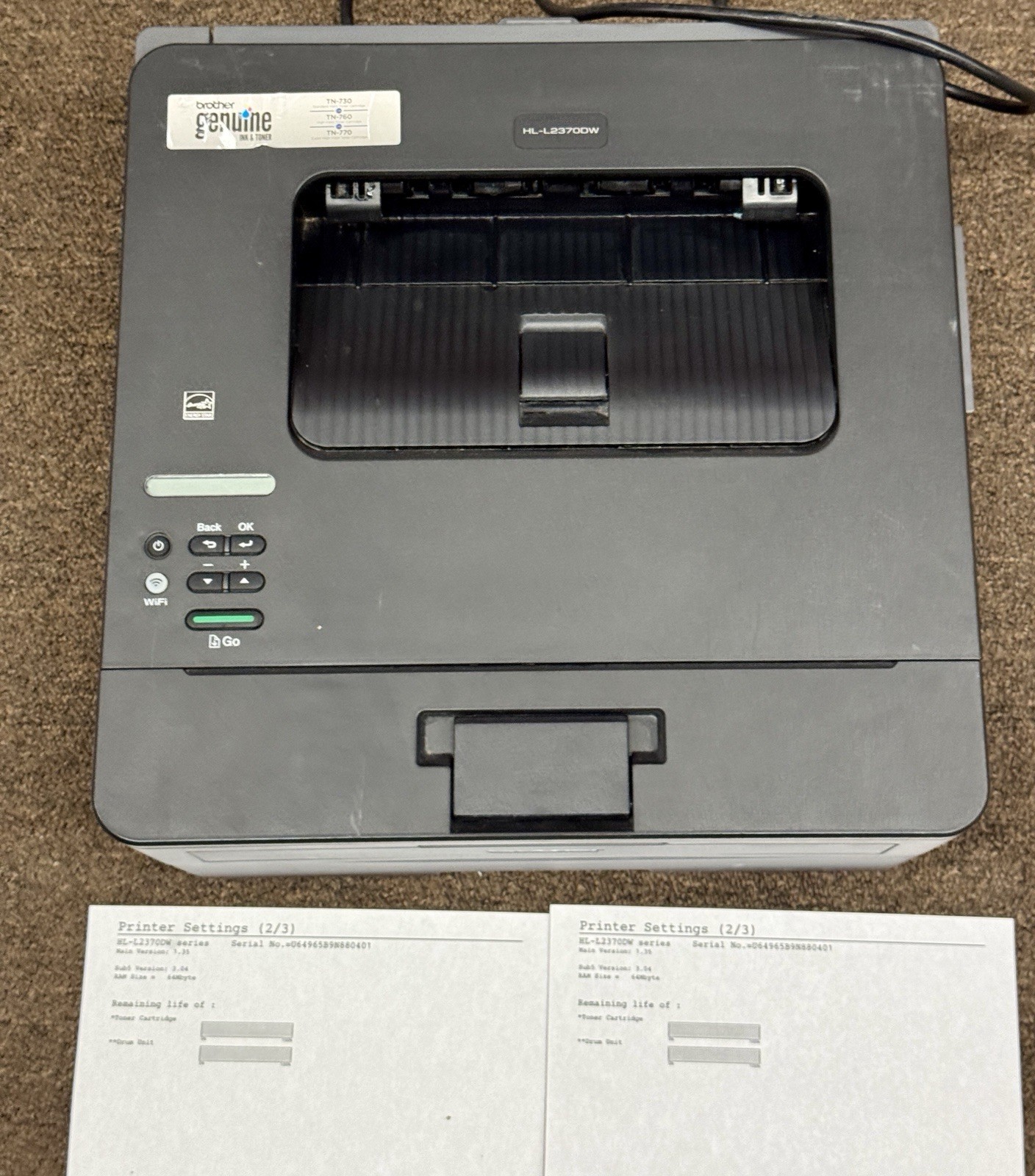 Brother HL-L2370DW Duplex Full Toner Compact Laser Printer Wifi Tested 35k Pgs