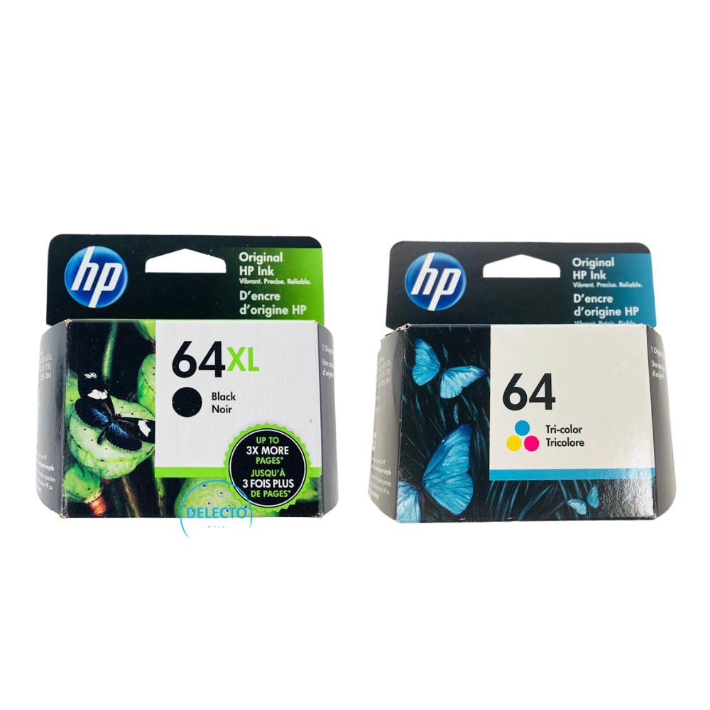 GENUINE 2-Pack HP 64XL Black & 64 Tri-color Ink ENVY 7155 7858 7864 7855 SEALED