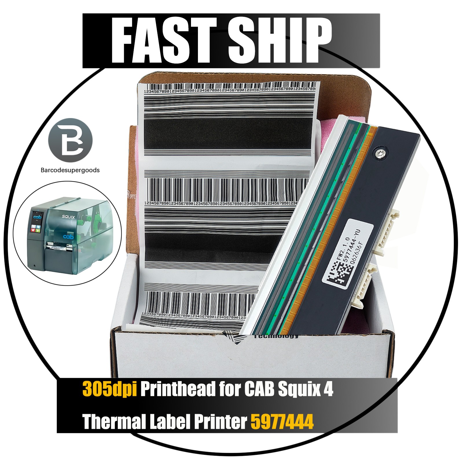 For CAB Squix 4 Thermal Printhead 300DPI, 5977444 NEW