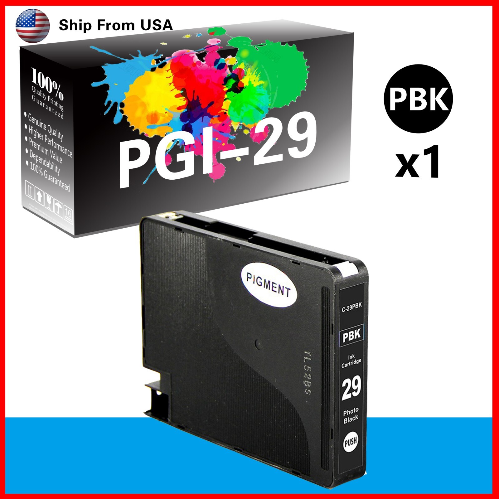 1-Pack of PBK PGI-29 PGI29 Ink Cartridge for PIXMA Pro-1 Laser Printer