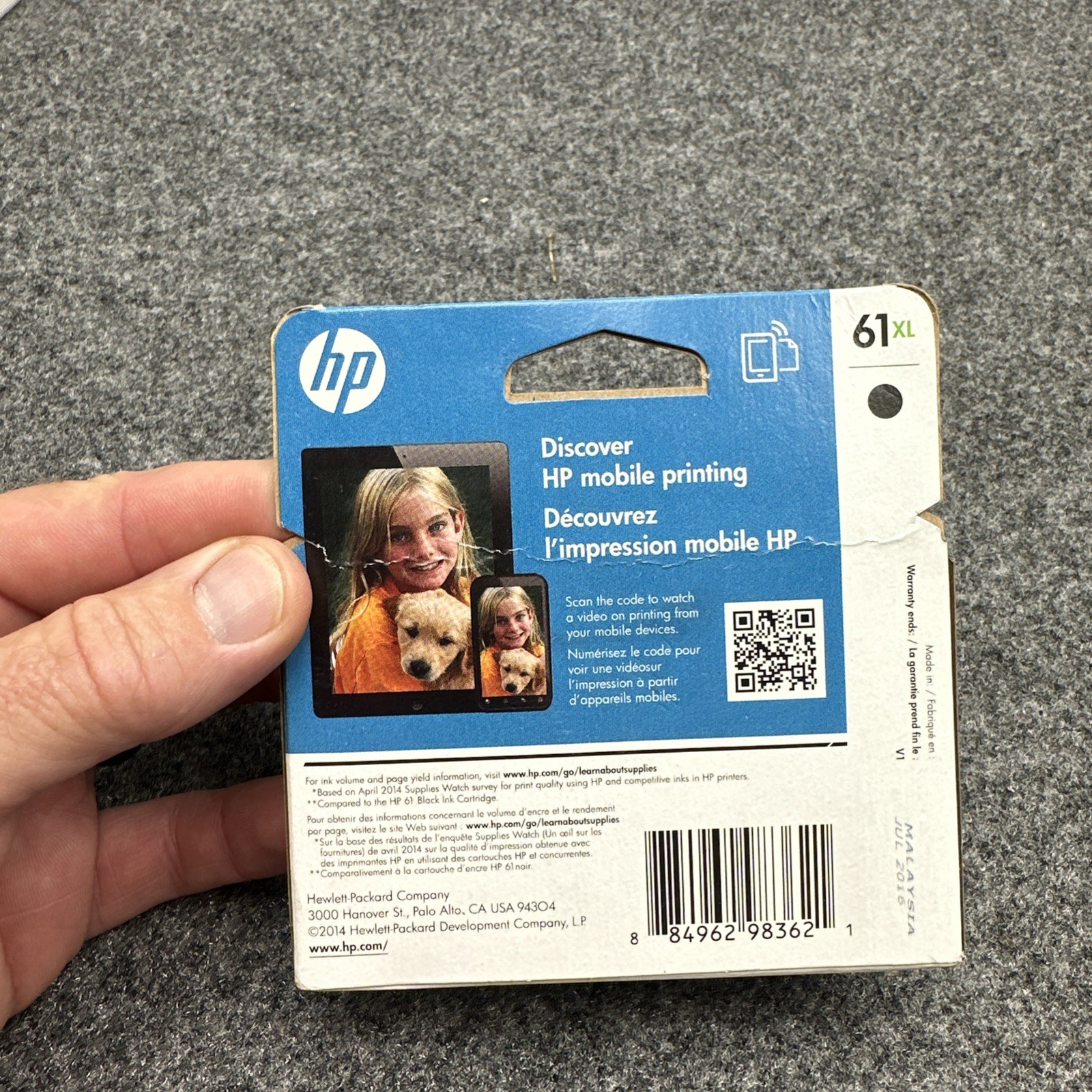 Genuine HP 61XL Black Ink Cartridge In Retail Box Exp 7-16