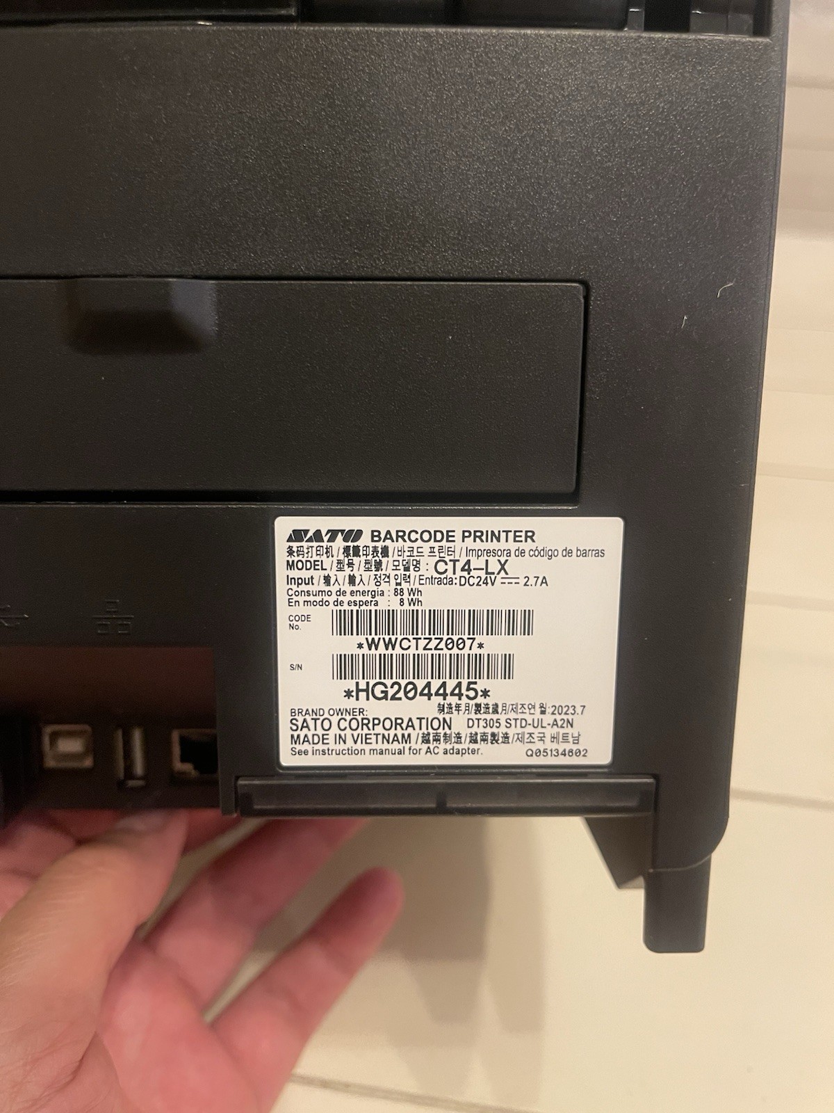 SATO CT4-LX, Direct Thermal Printer, USB-Ethernet Connection, 4.3″ Color Screen