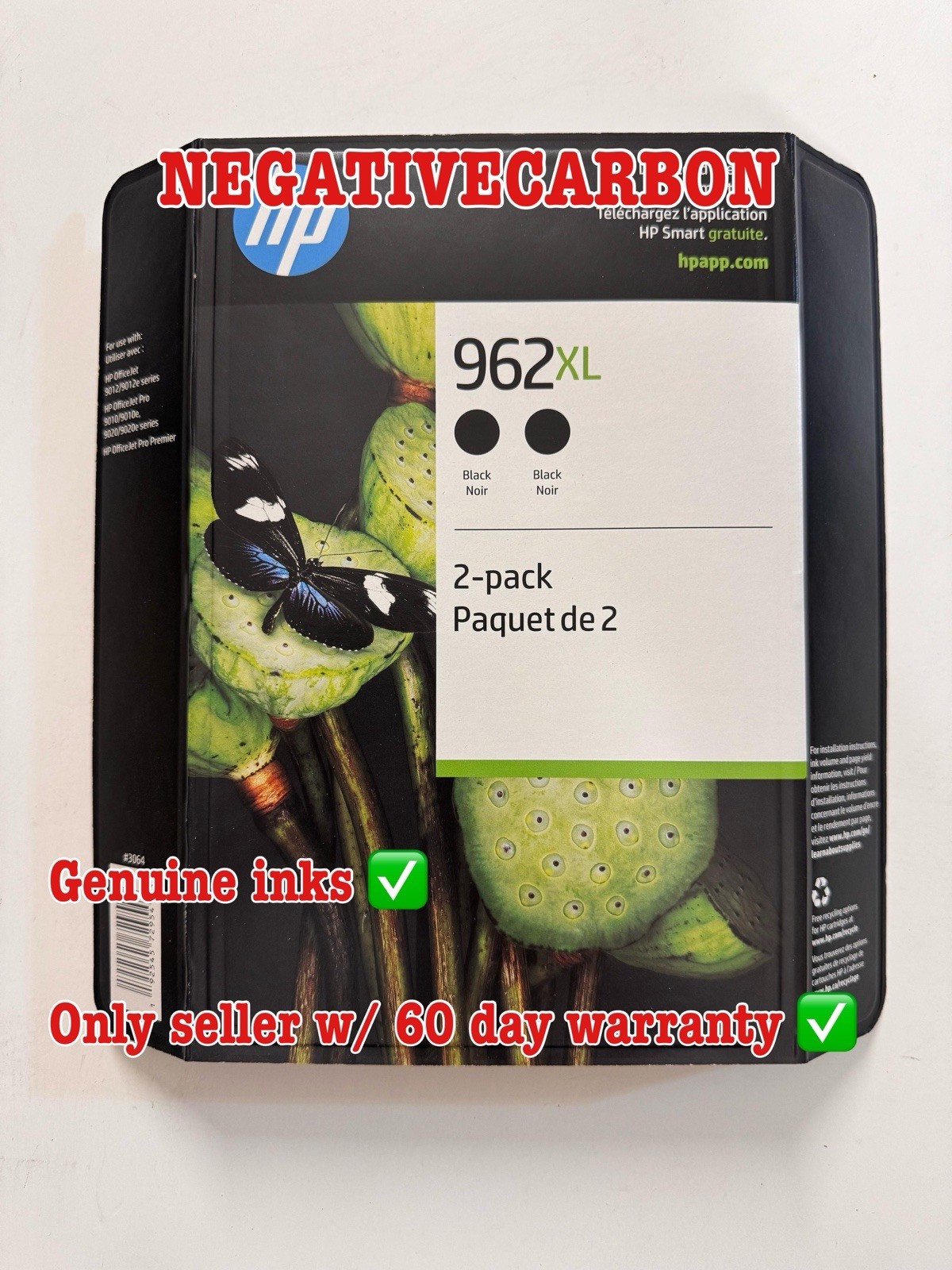 Genuine HP 962XL Dual Black 2-pack Ink Cartridges 2026-2027