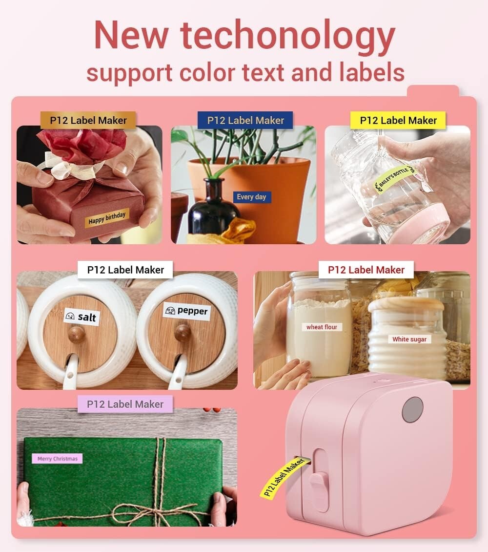 Phomemo P12 Label Maker Machine Portable Bluetooth Thermal Sticker Labeler