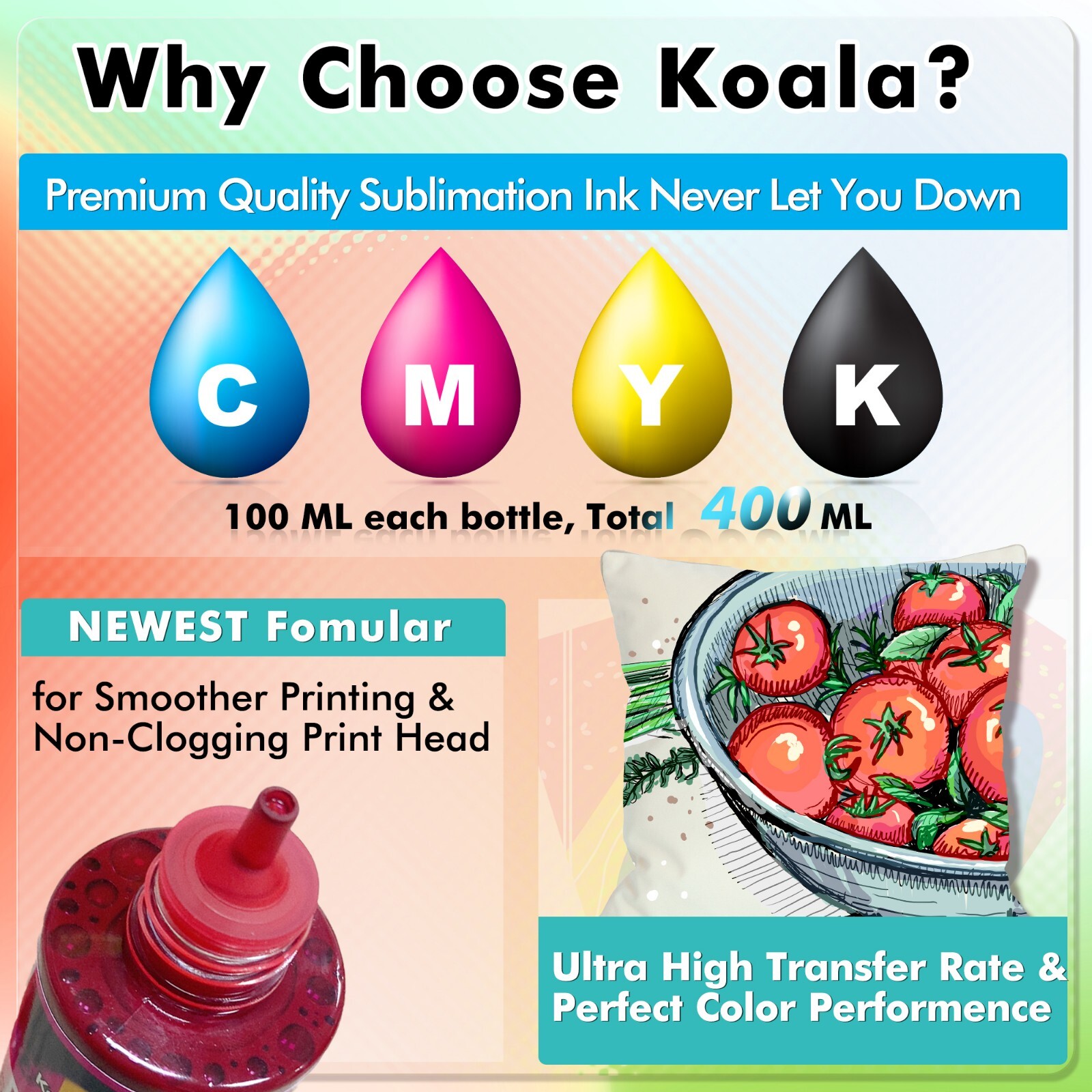 400ML Koala Sublimation Ink BLACK Ink Refill for Inkjet Printers Epson HP Canon