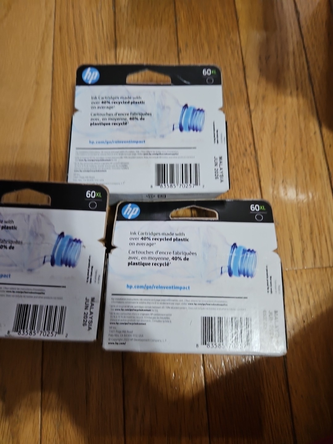 3 PACK GENUINE HP 60XL Black Ink Cartridge CC641WN HP 6/2026- SEALED BOXES