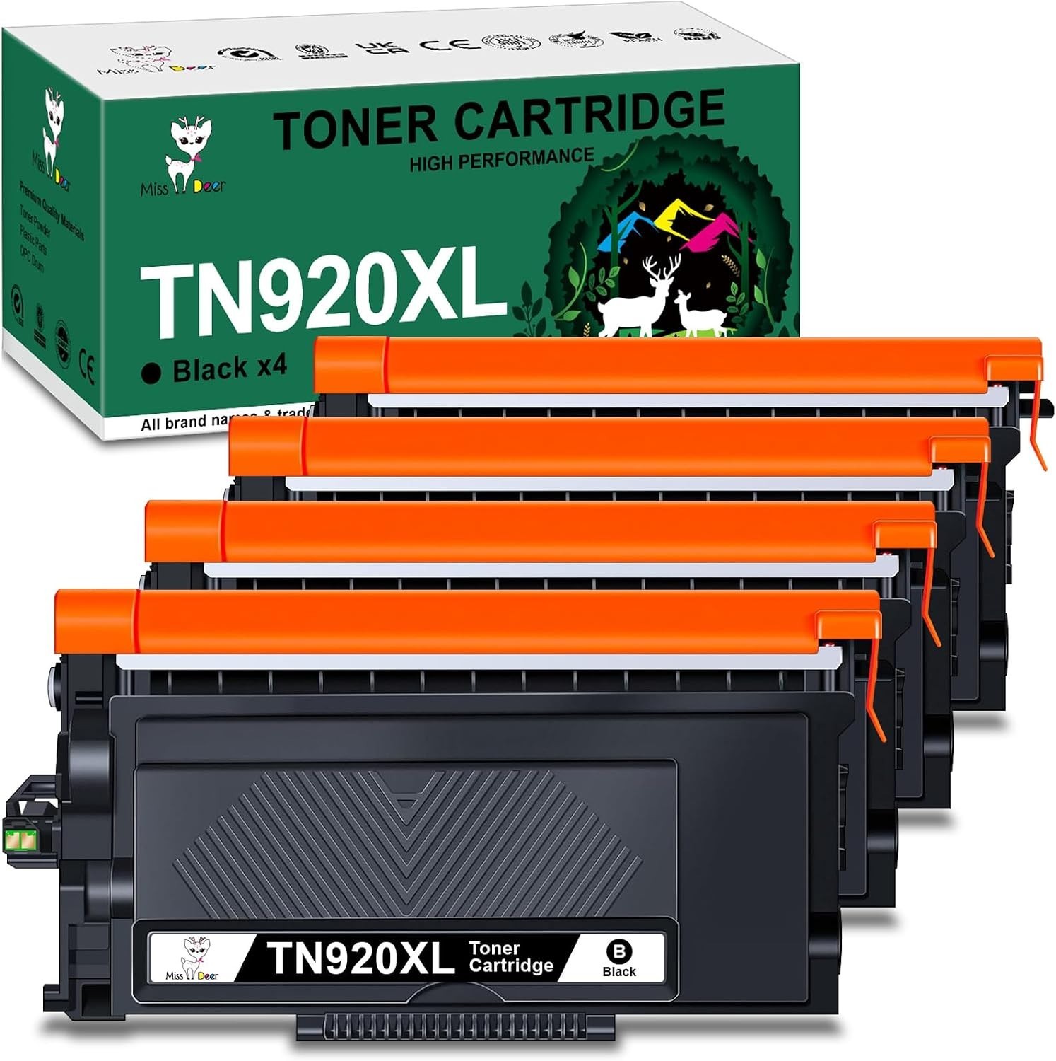 4-Pack TN920XL High Yield Toner Cartridge Brother HL-L5210 Black