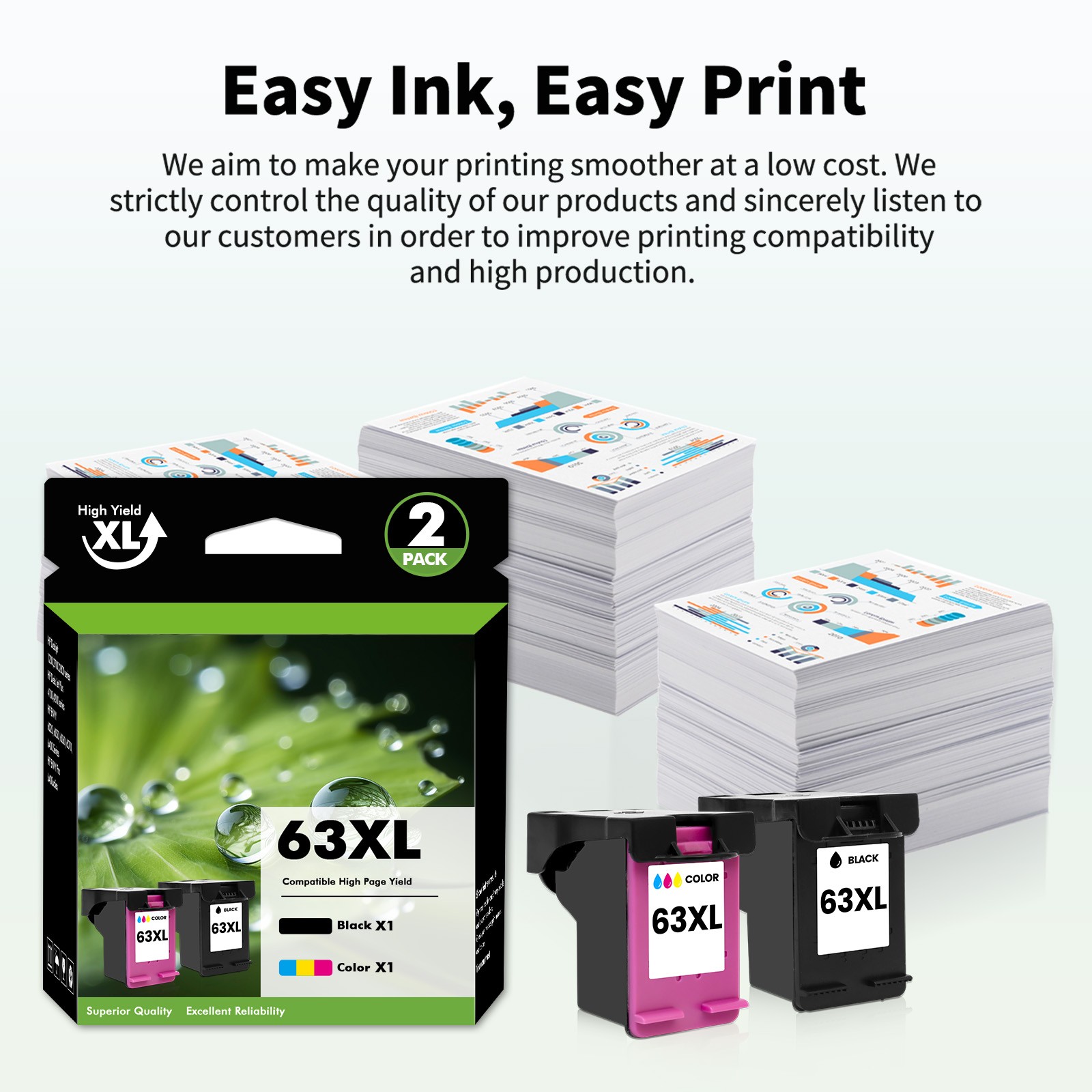 63XL Ink Cartridge for HP 63XL OfficeJet 3830 4650 4655 5255 ENVY 4512 4516 4520