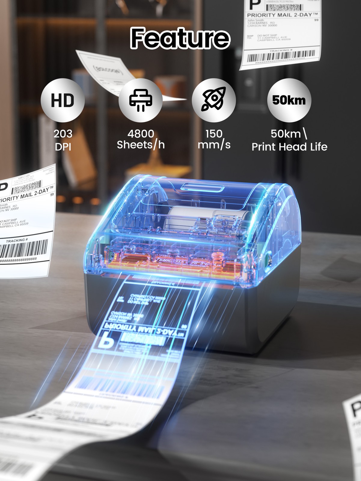 Phomemo 4×6 Wireless Shipping Label Printer Thermal Label Printer for USPS FedEx