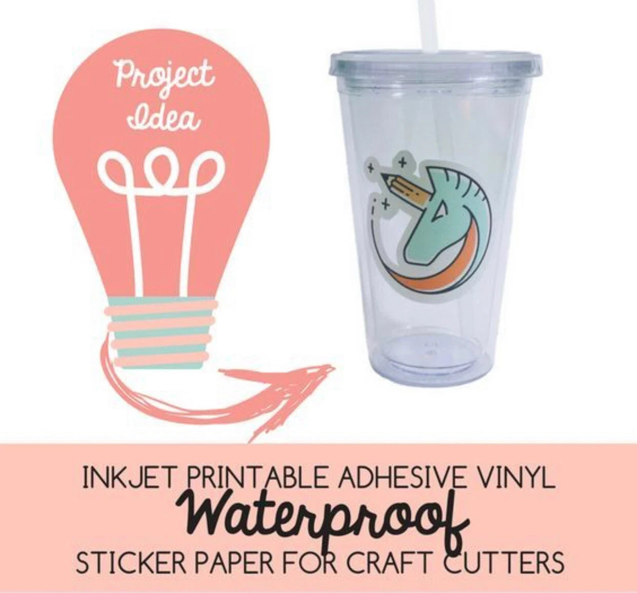 SIHL Inkjet Printable White Vinyl GLOSSY For STICKERS 200 Sh, 8.5×11″ Waterproof