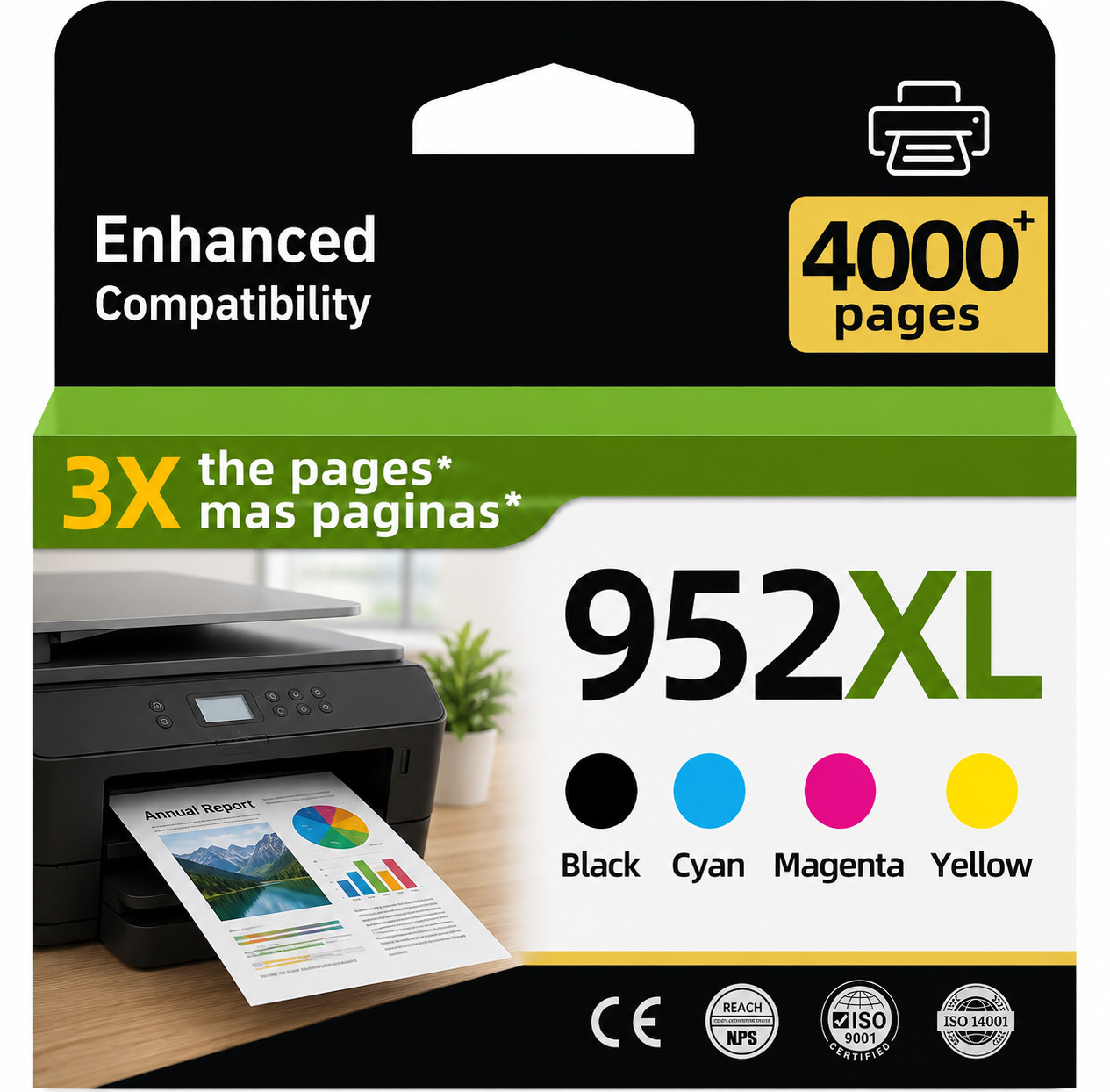 4PK 952 XL 952XL Ink Cartridge for HP OfficeJet Pro 8710 7740 8715 8720 8210