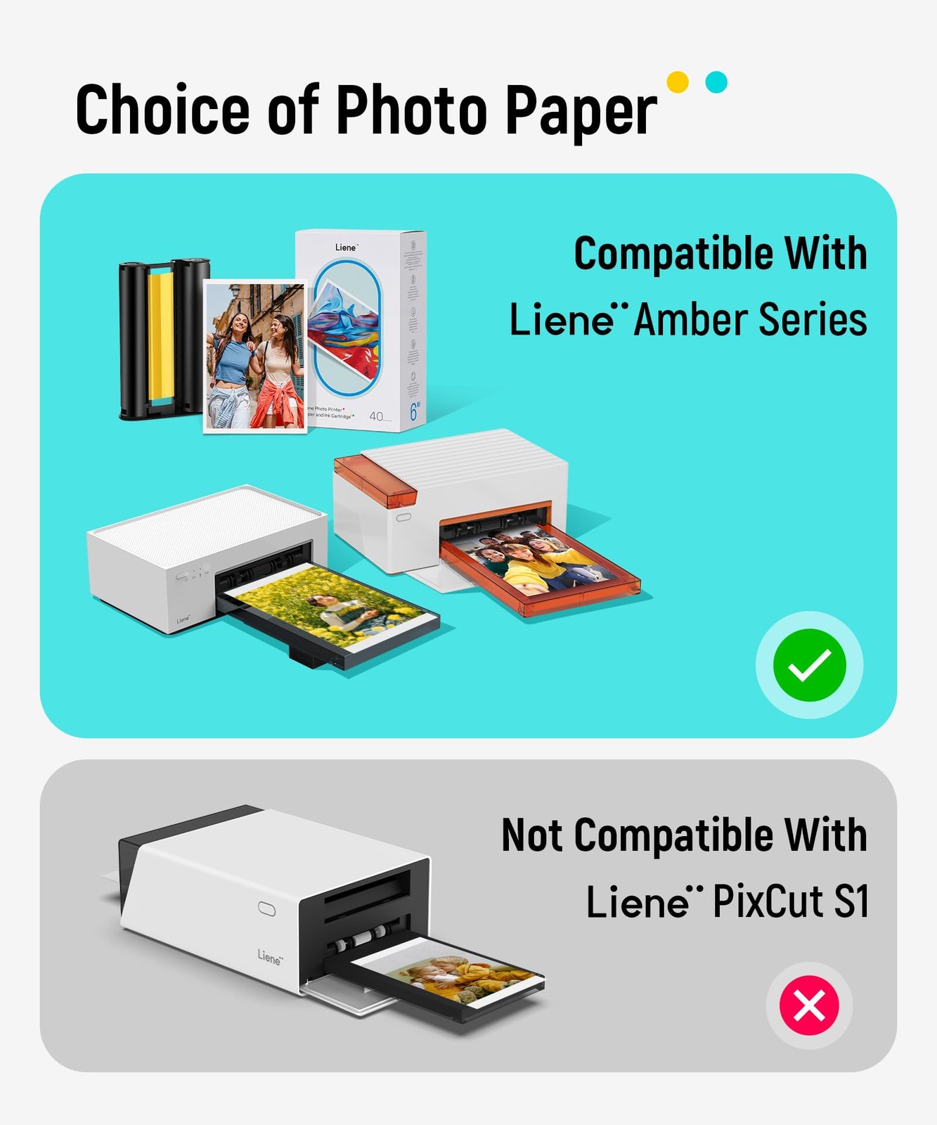 Liene Amber M100/M200 4×6″ Photo Printer 80 Sheets 4-x-6-inch Inches, White