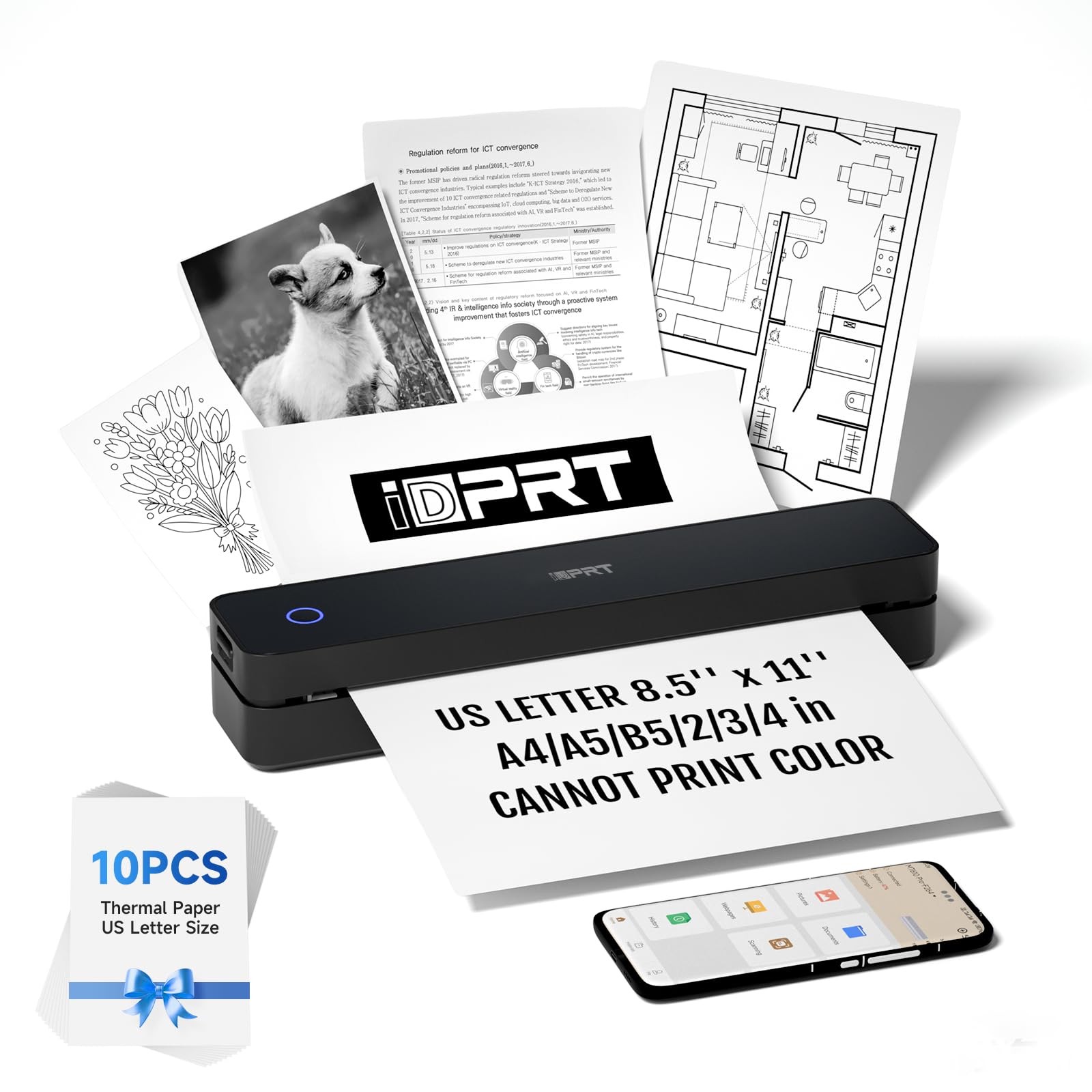 Portable Printer Wireless for Travel – Bluetooth Mobile Printer Support for 8…
