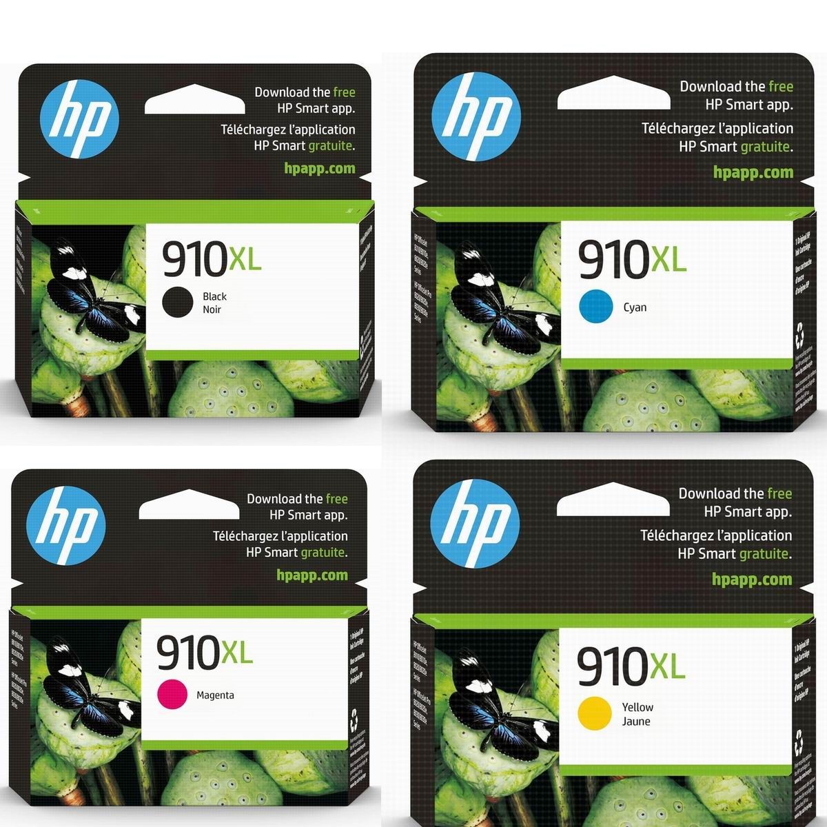 HP 910XL Genuine Ink Cartridge 4-Pack Cyan Magenta Yellow Black