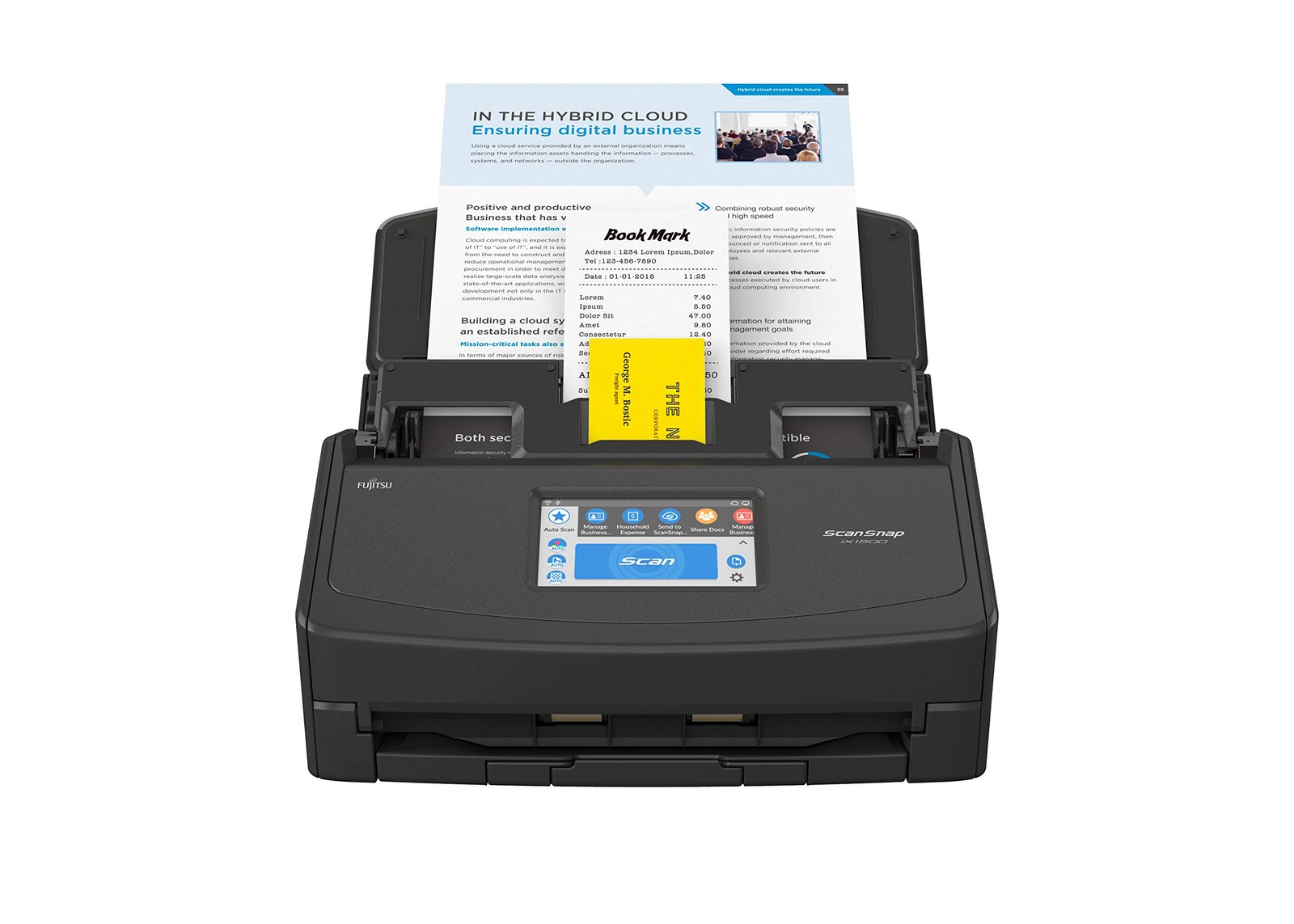 Fujitsu ScanSnap iX1500 Color Duplex Document Scanner Touch Screen for Mac or PC