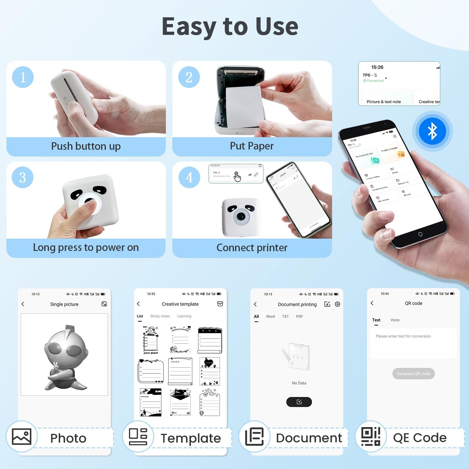 Sticker Printer, TP6S Print Pods Mini Printer, Portable Bluetooth Sticker Mak…