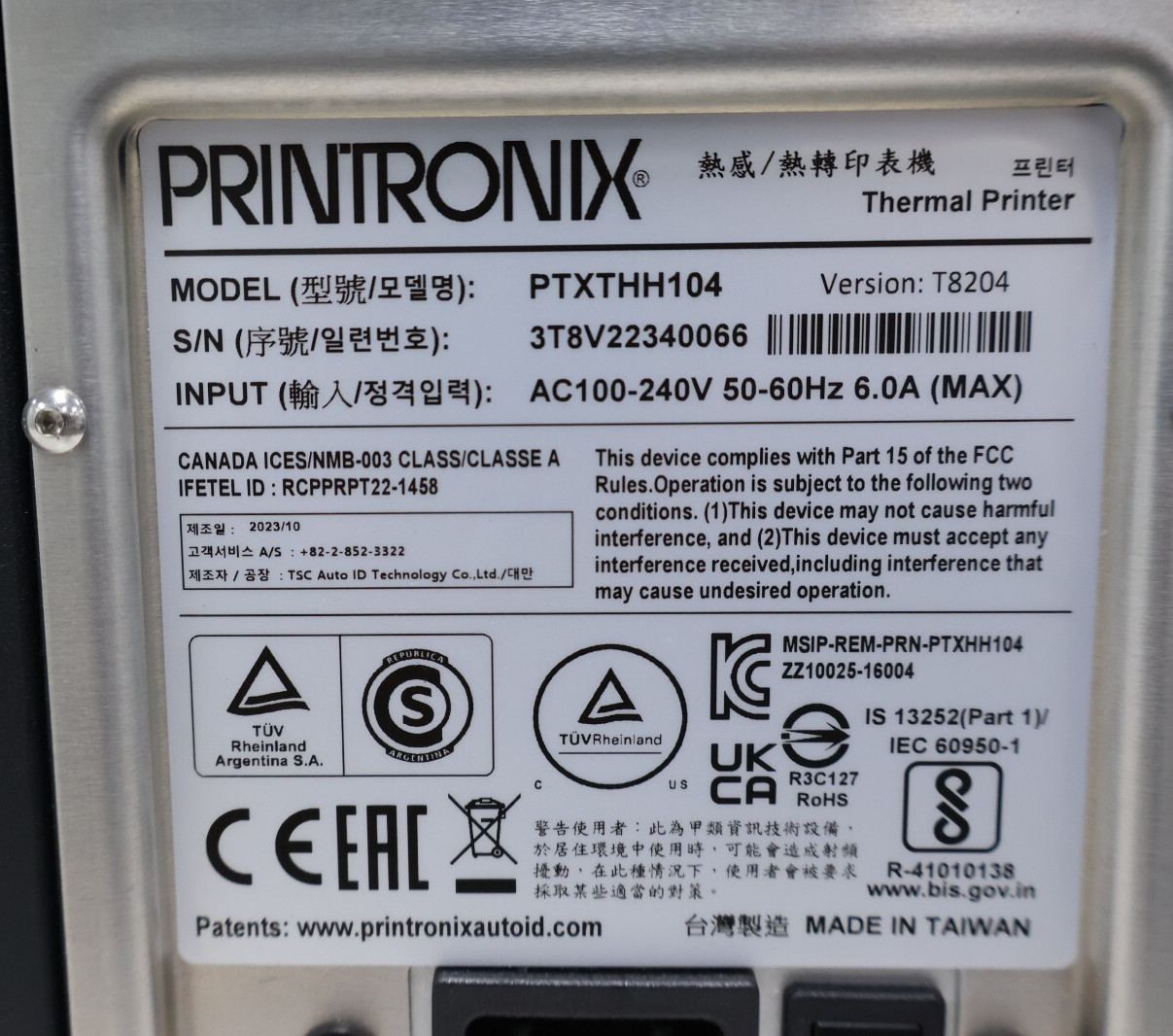 Printronix T8000 Thermal Label Printer PTXTHH104 Included Print Head