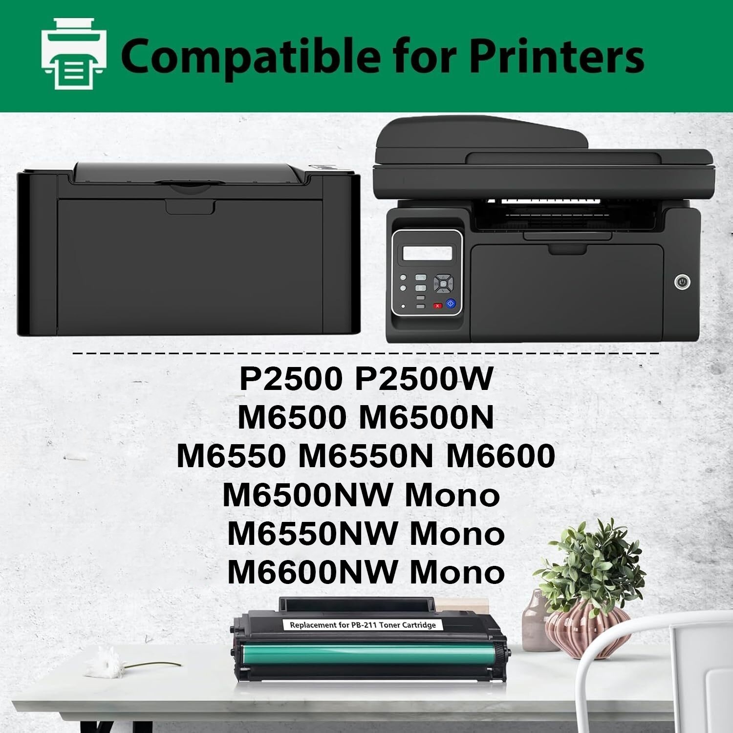 GATAPO® 2PK PB-211 Toner With Chip For Pantum P2502W P2500NW M6600NW M6552NW