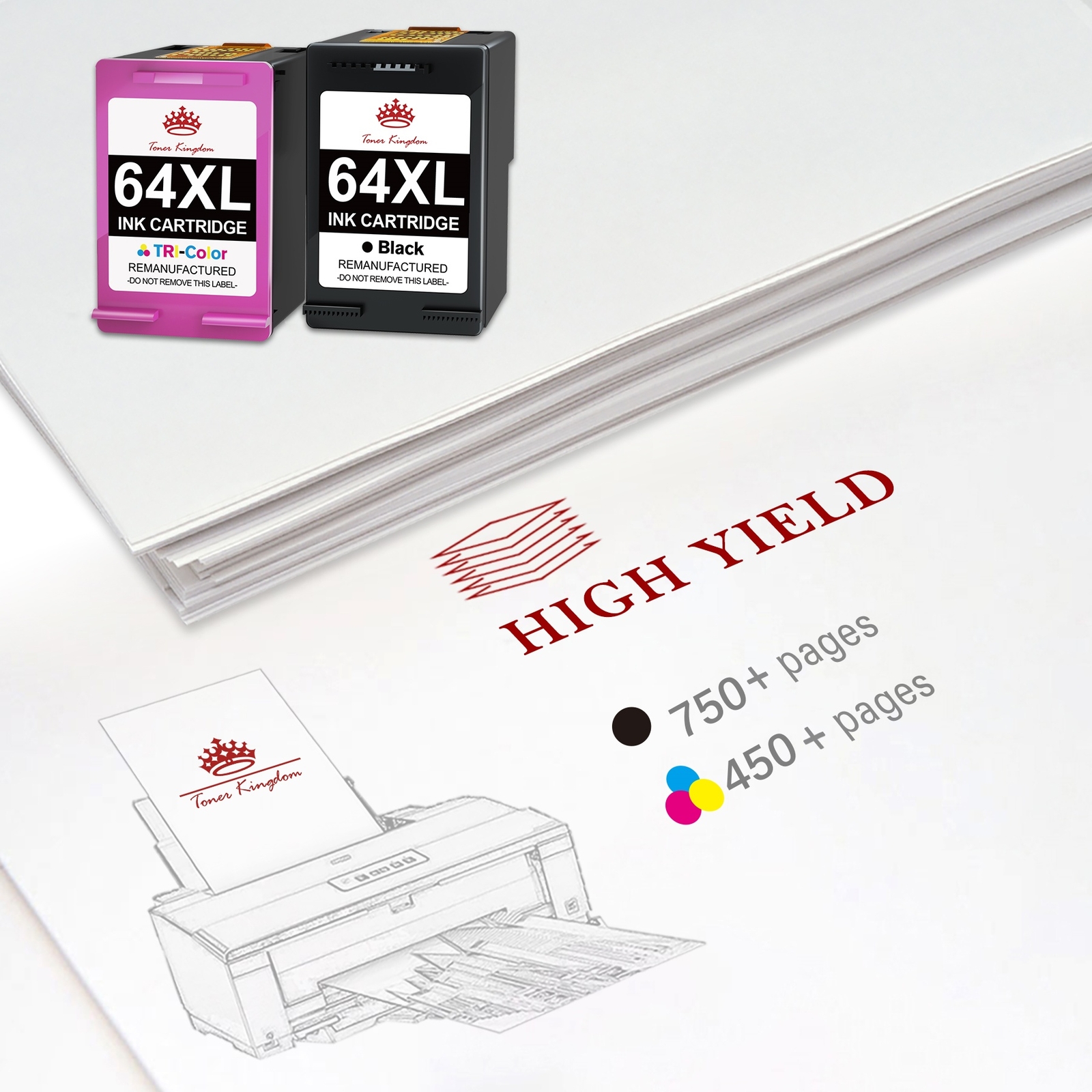 64XL Ink Cartridges for HP envy photo 7855 7155 7858 6255 7800 7164 6255 Combos