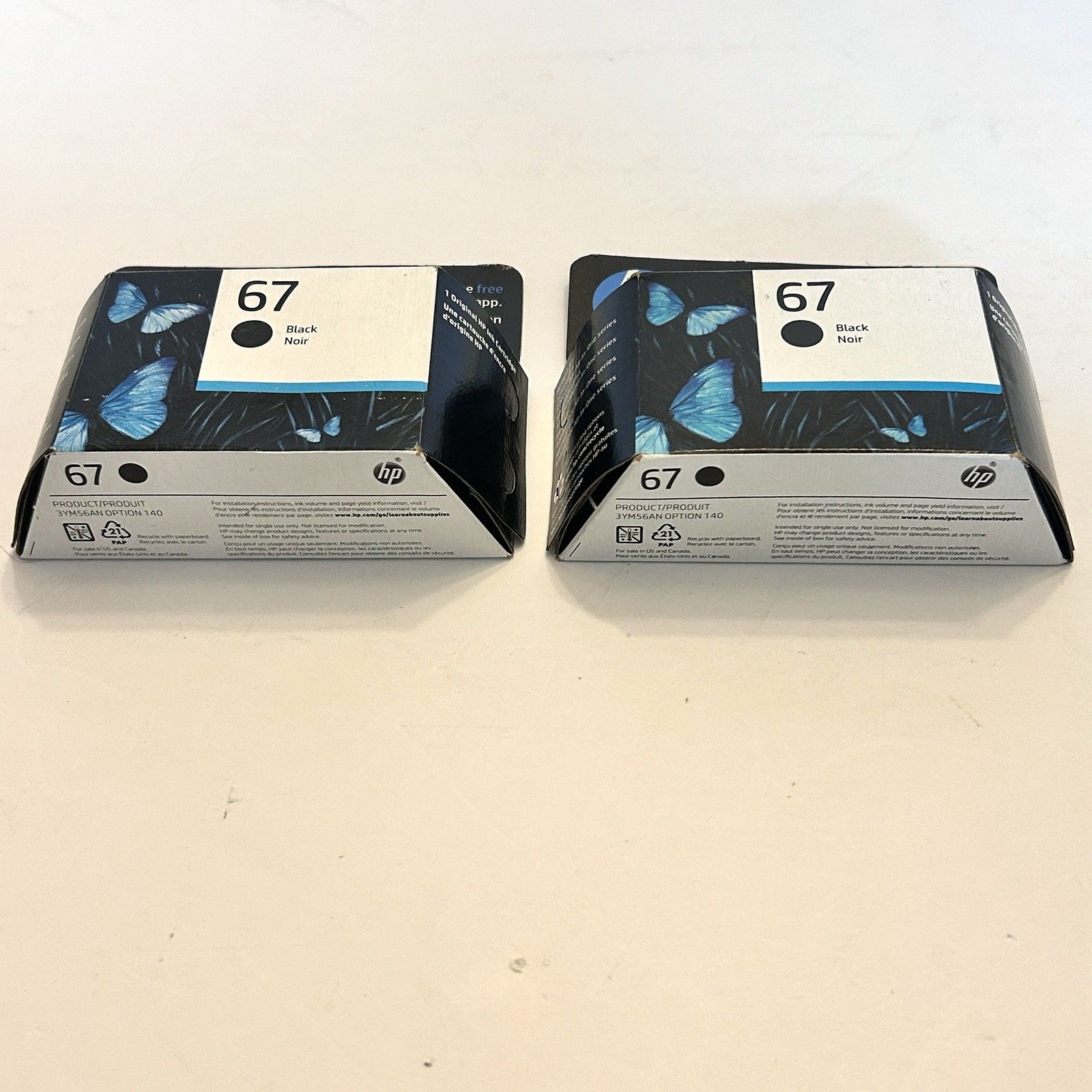 HP OEM Genuine Original 67 2-Pack Bundle Black Ink Cartridges NEW! Exp. 2024