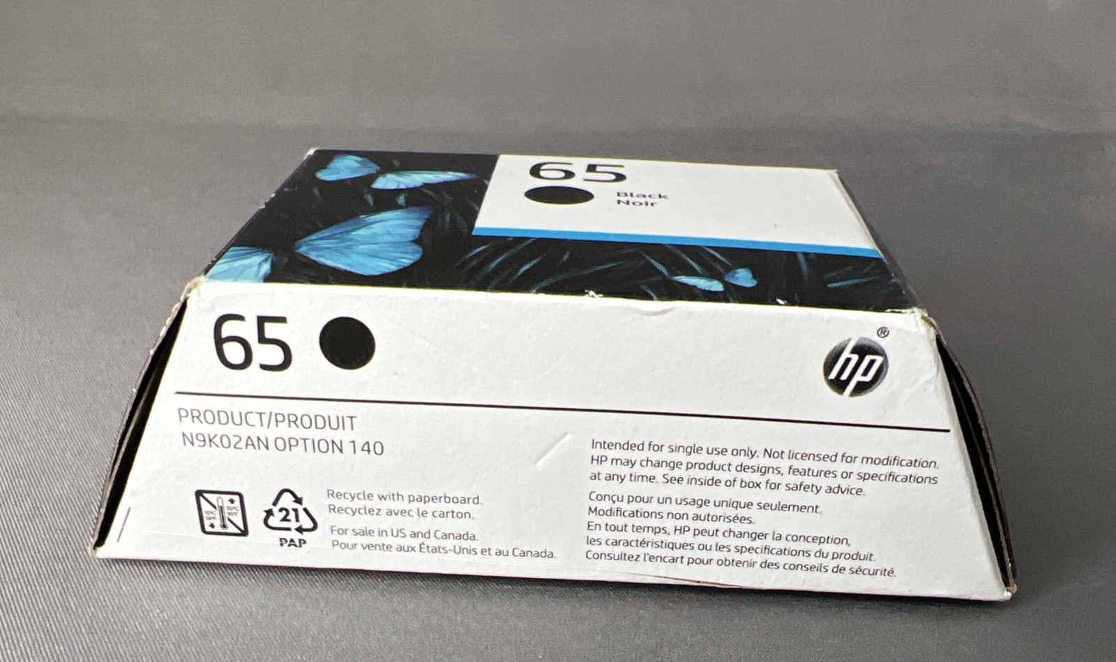 Genuine HP 65 Black Ink Cartridge Exp: May 2027, Box Sealed