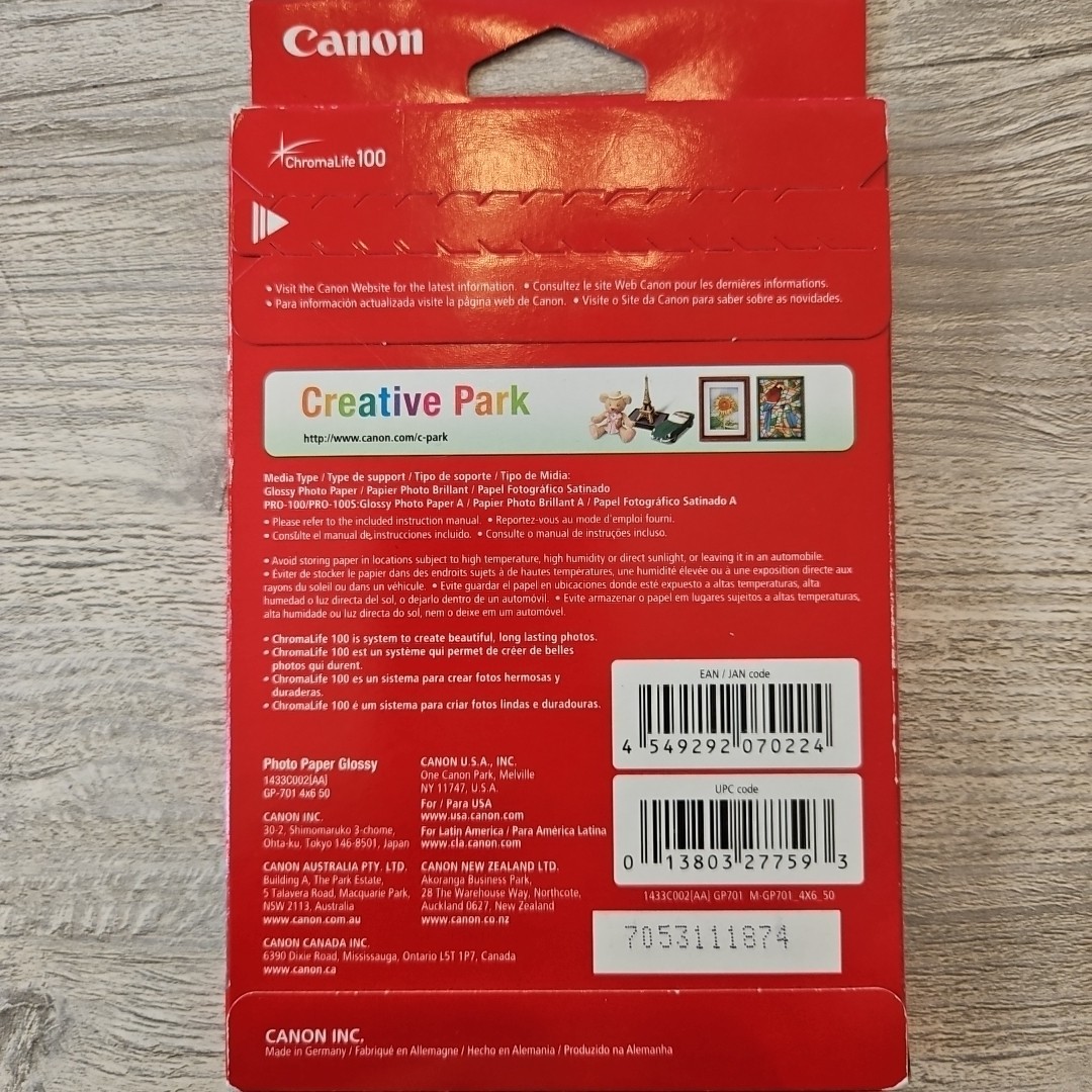 Lot of 5 CANON Photo Paper GLOSSY 4″ X 6″ 50 Sheets Each GP-701- NEW