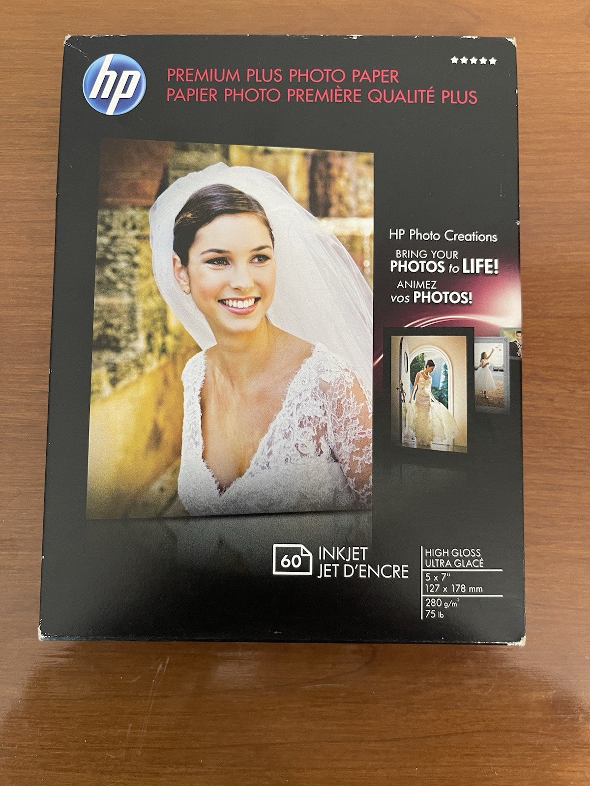 HP Premium Plus Photo Paper (CR669A) 80 lb Glossy 5 x 7 (60 Sheets Total) Sealed