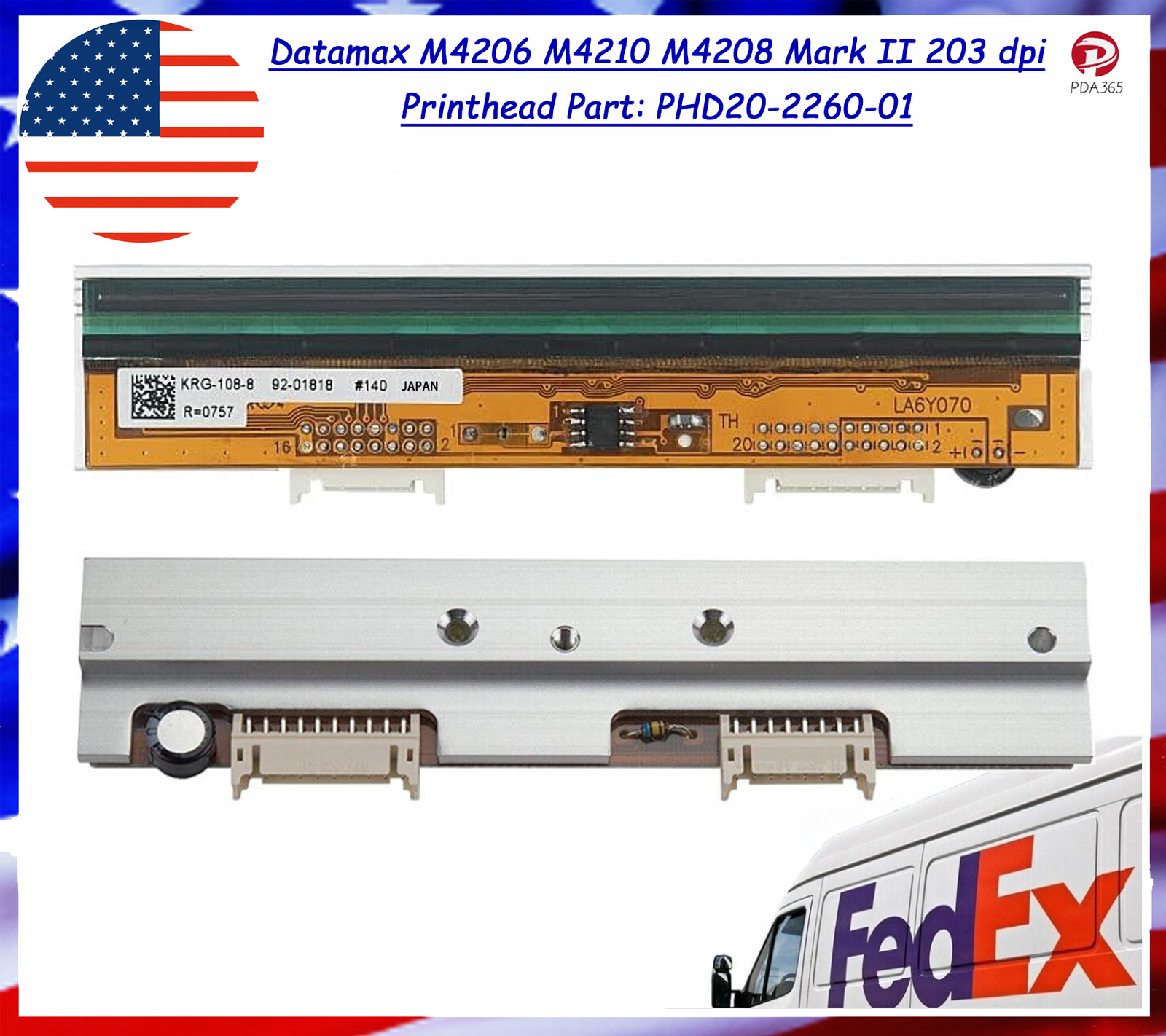 Datamax M4206 M4210 M4208 Mark II 203 dpi Printhead Part: PHD20-2260-01