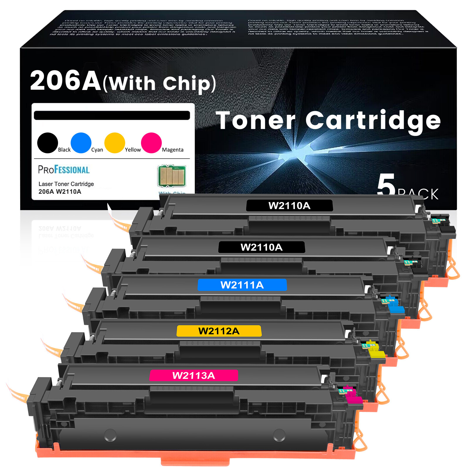 W2110A For HP 206A 206X Toner W2110X Laserjet Pro MFP M283cdw M283fdw Lot