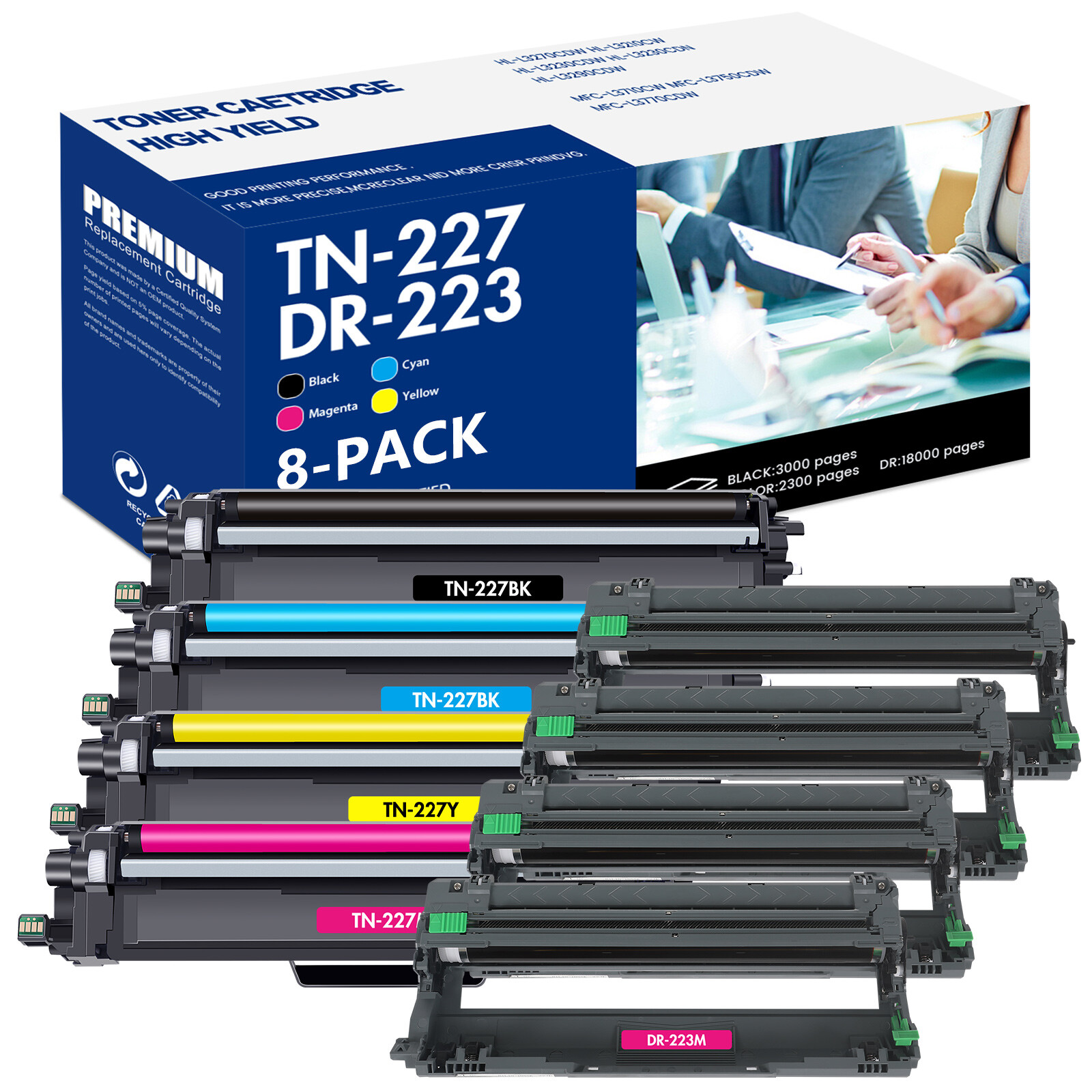 DR223 Drum Unit / TN227 Toner Cartridge for Brother MFC-L3770CDW HL-L3290CDW Lot