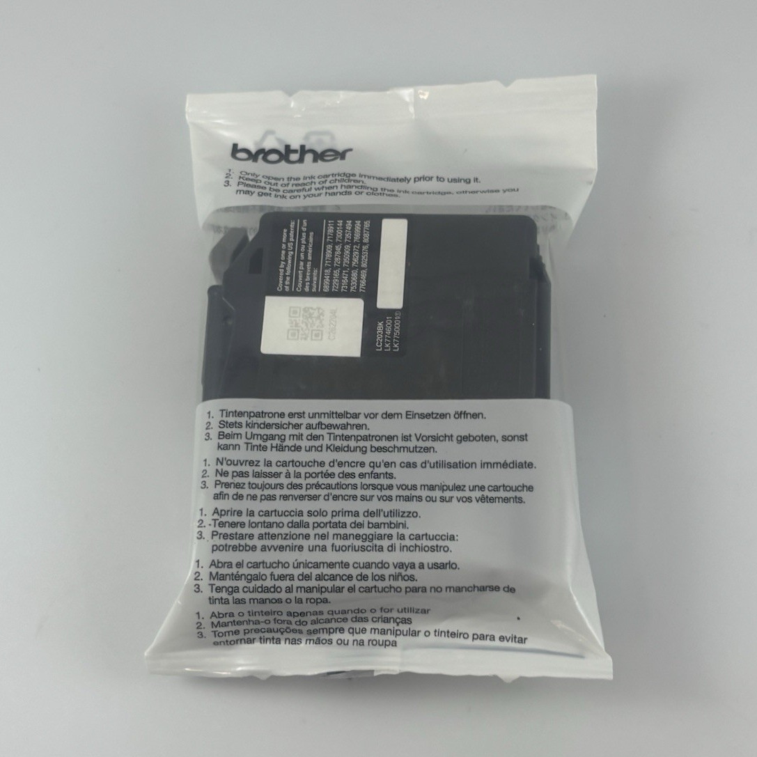 Genuine Brother LC203BK High Yield Black Ink Cartridge – OEM Sealed