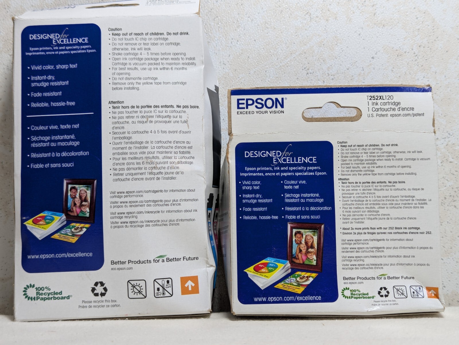 Lot of 2 – Genuine Epson T252XL120 Black & T252XL-BCS Black And 3-Color EXP 2023