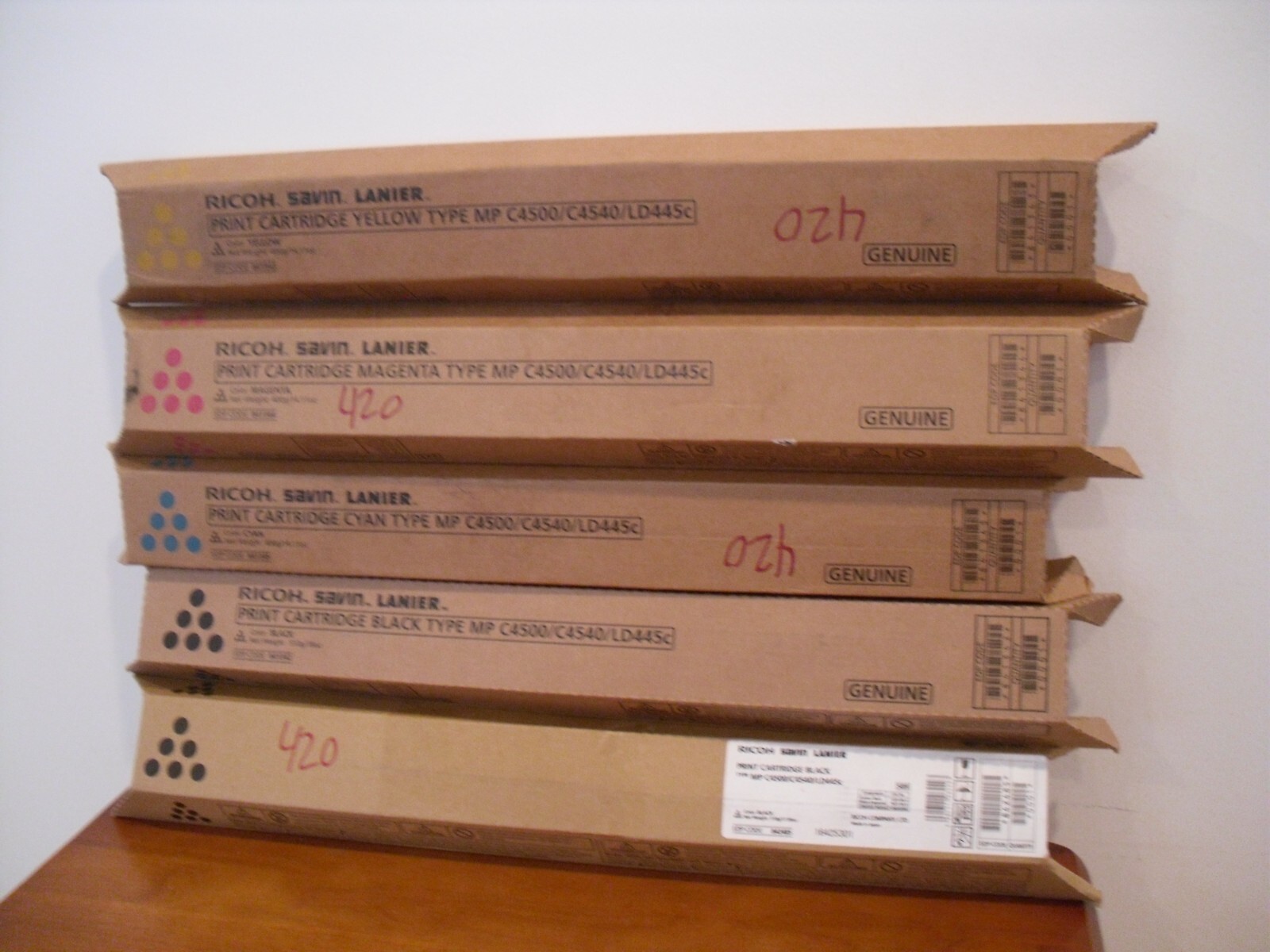 Genuine Ricoh C4500/C4540/LD445c 2B, C ,M, Y, Full Toner Set WITH EXTRA BLACK