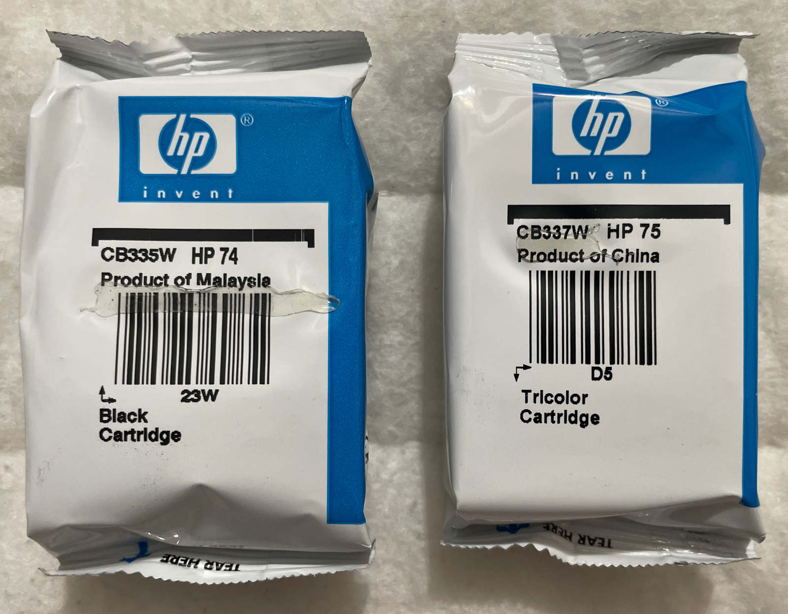 HP 74 HP 75 Black Tri-Color Ink Cartridges CC659FN – CB335WN & CB337WN Foil Pack