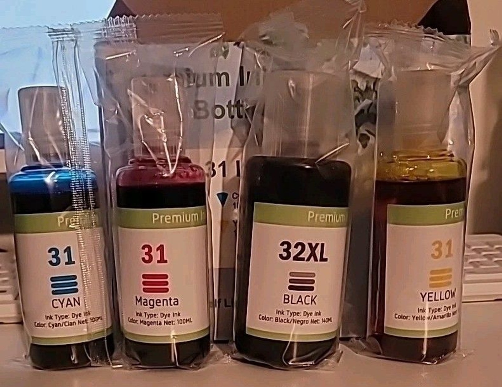 Printer Ink Refill 4 Pk, 32xl 31 Ink for HP, Epson, Cannon, Brother, and others