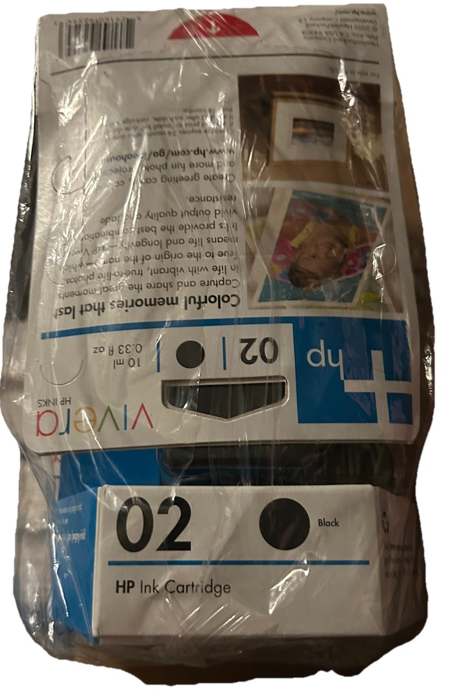 Genuine HP Vivera 02 Black Ink Cartridge Expired 2005 Sealed In Box LOT OF 4